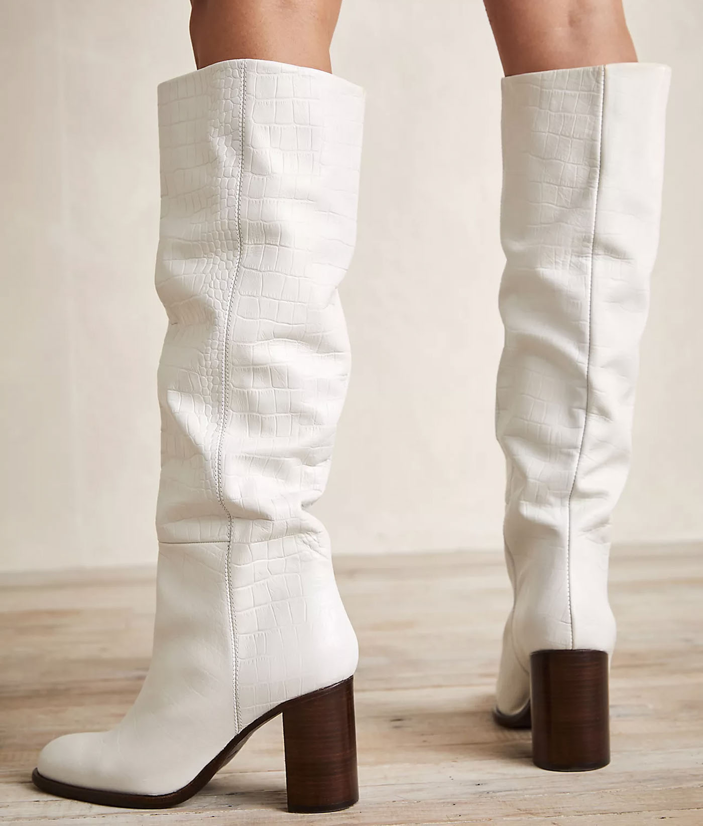 tall white wedding bridal boots