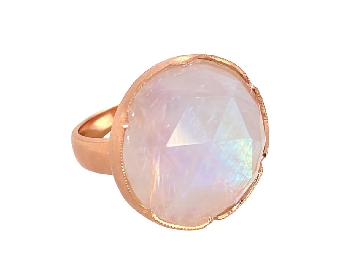 solitaire rainbow moonstone bohemian unique engagement ring