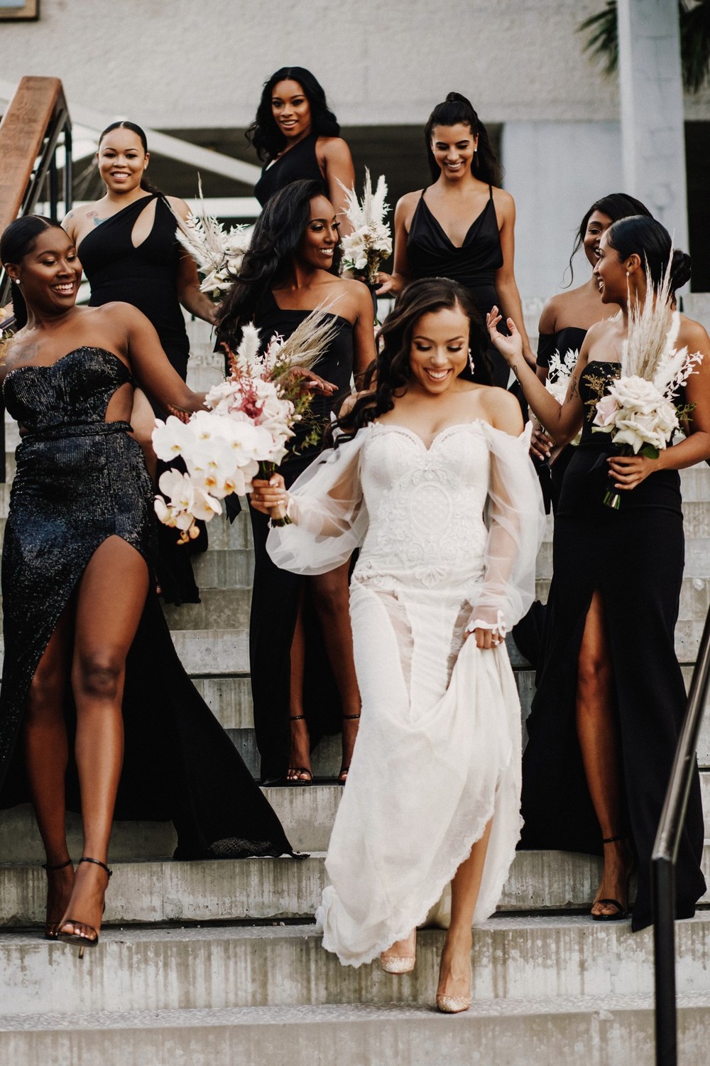 Black and Ivory Bridesmaid Dresses