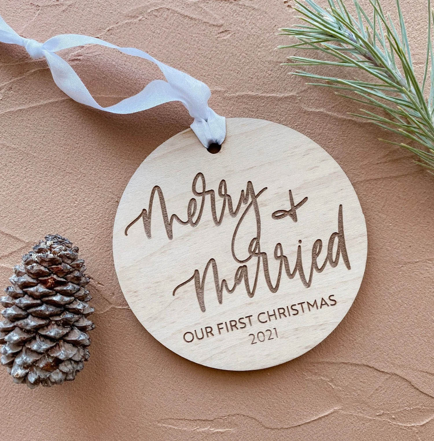 2.85 Ceramic Ornament Christmas Wedding Decoration Gift for Couple Newlywed Married Engaged 18 NURIONSS Our First Christmas Engaged Ornaments 2021