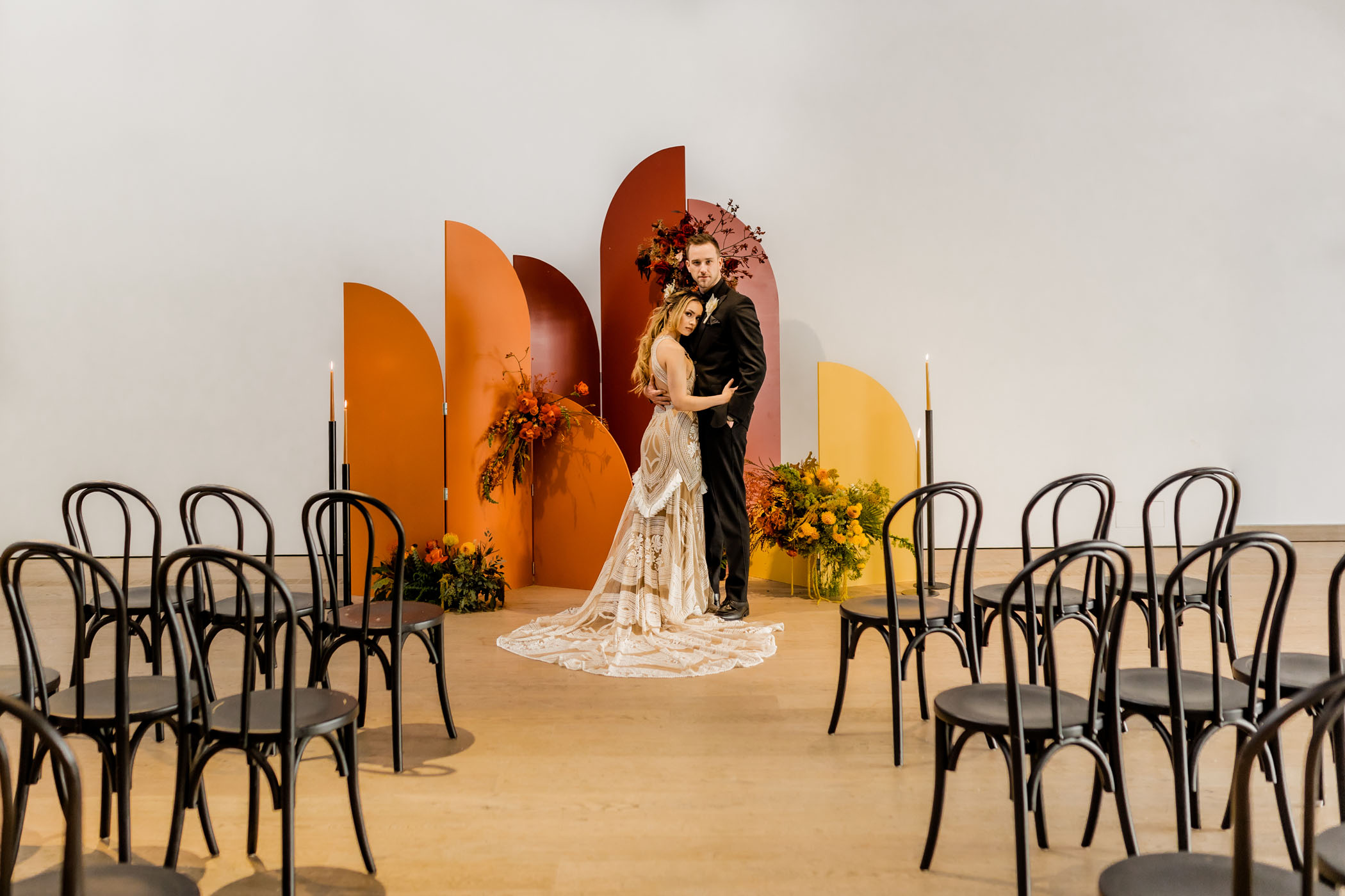indoor autumn wedding ceremony 