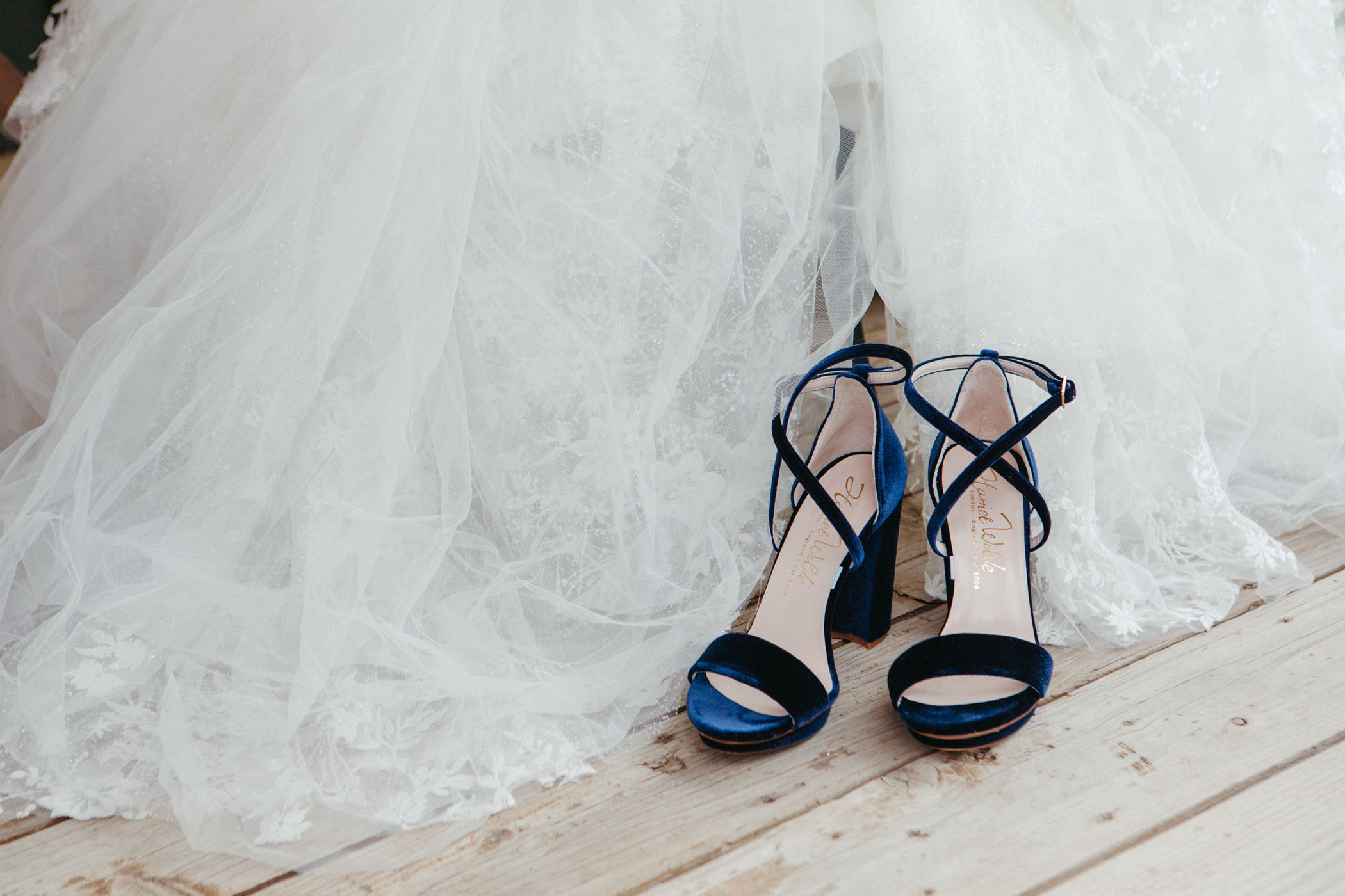 blue velvet wedding heels