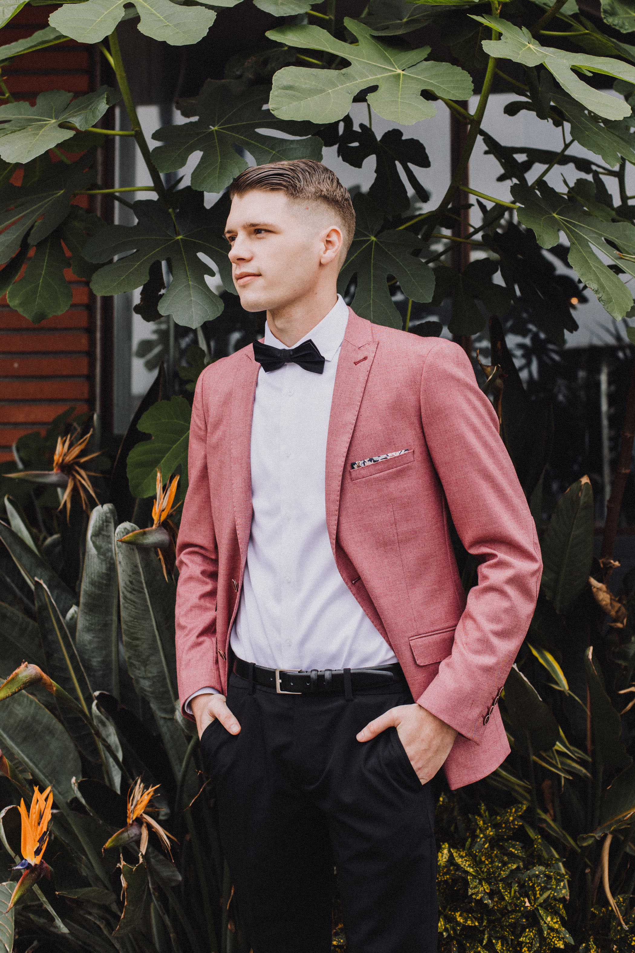 pink jacket groom