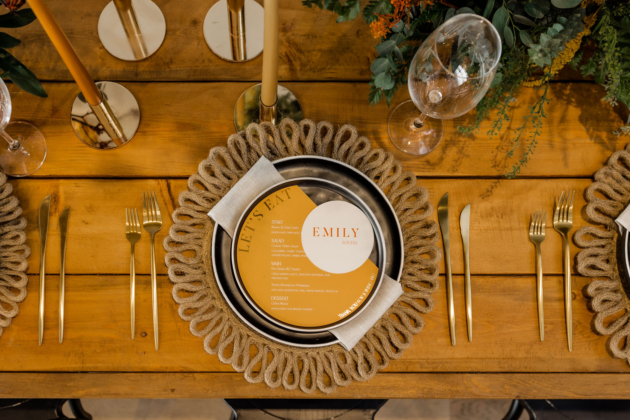 yellow fall colored reception table decor