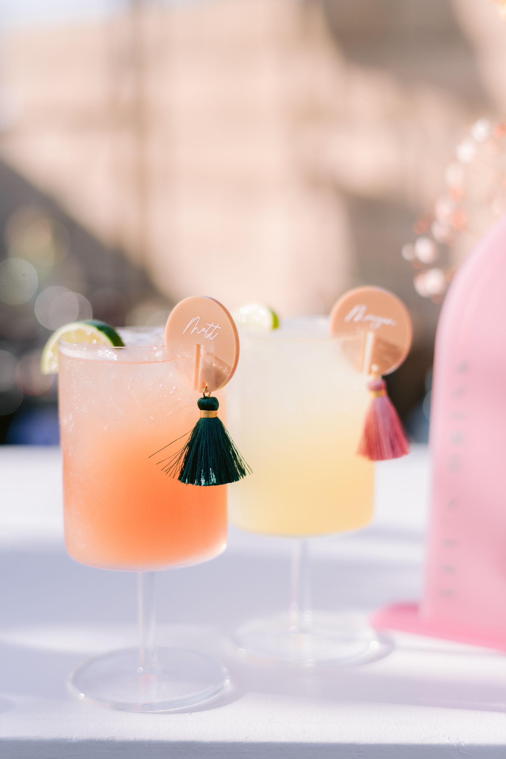 pink and yellow signature cocktails