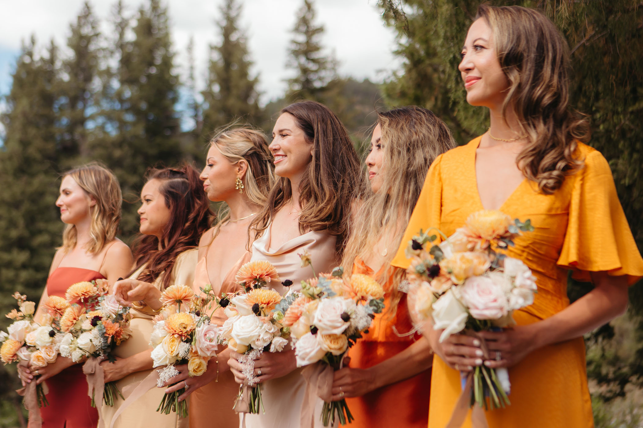 bridesmaids standing at the altar 