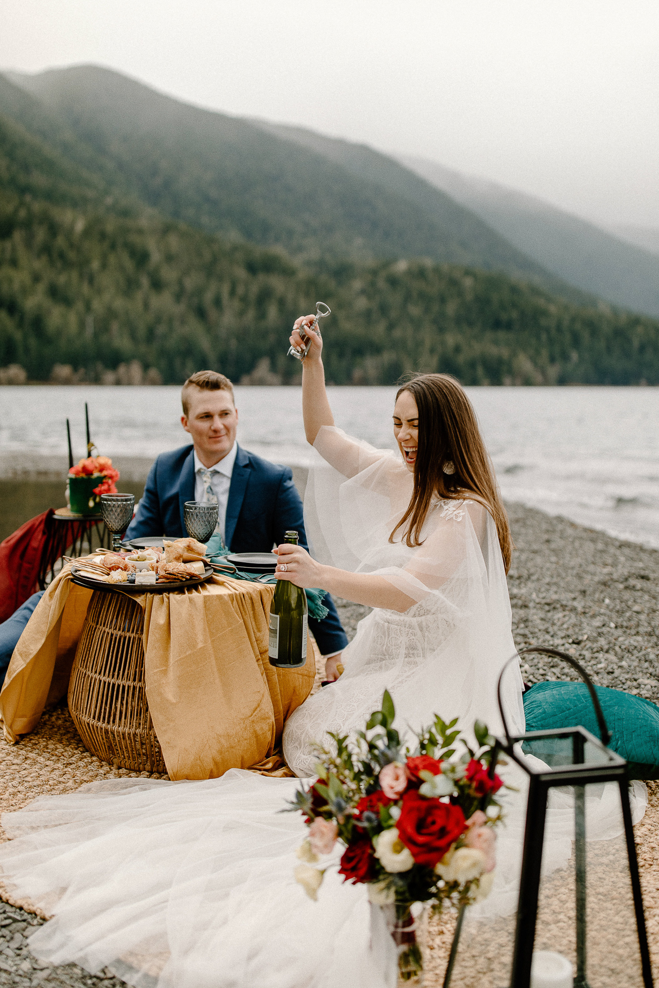 Lakeside private elopement for bride and groom