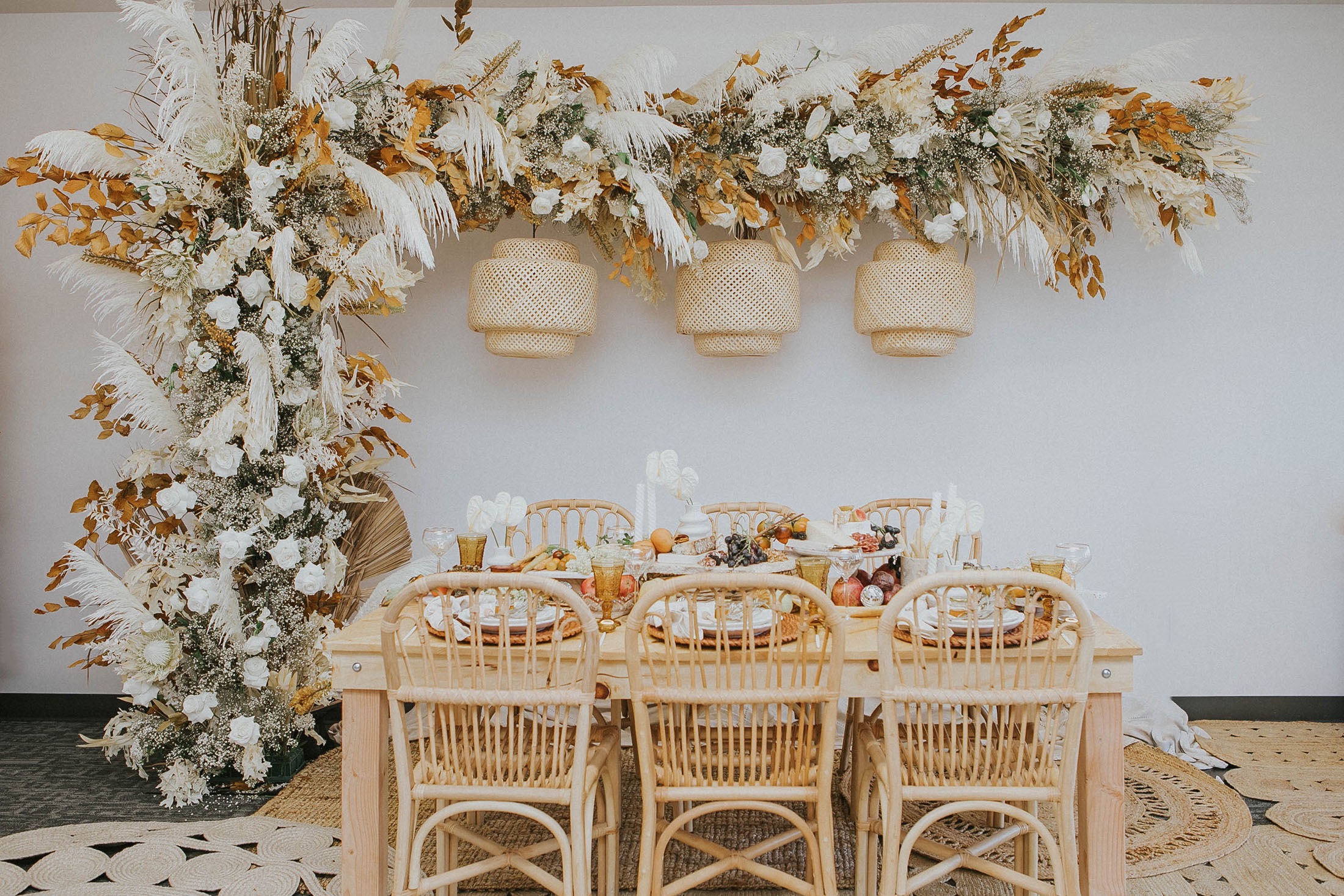 holiday hosting for first thanksgiving at home with dried flowers