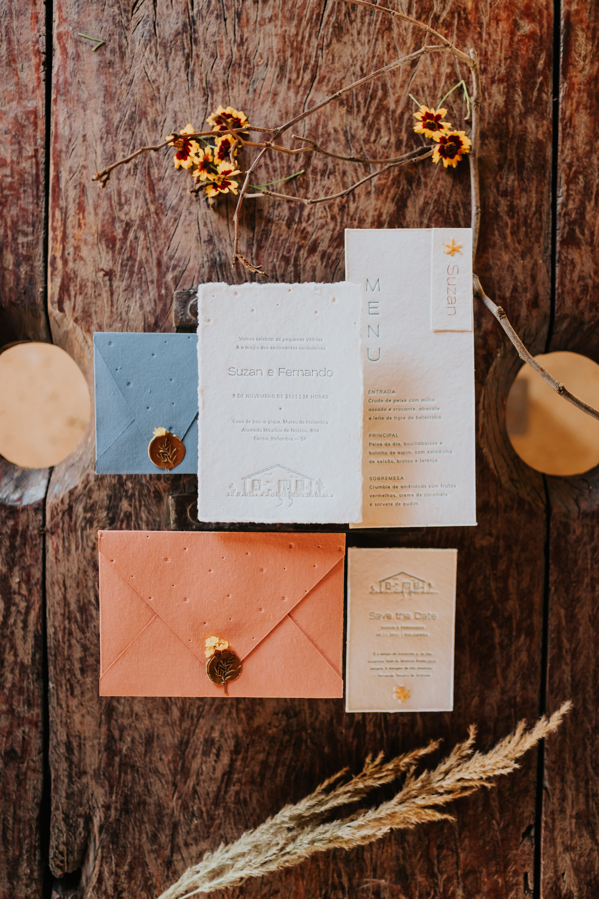 orange and blue wedding invitations 