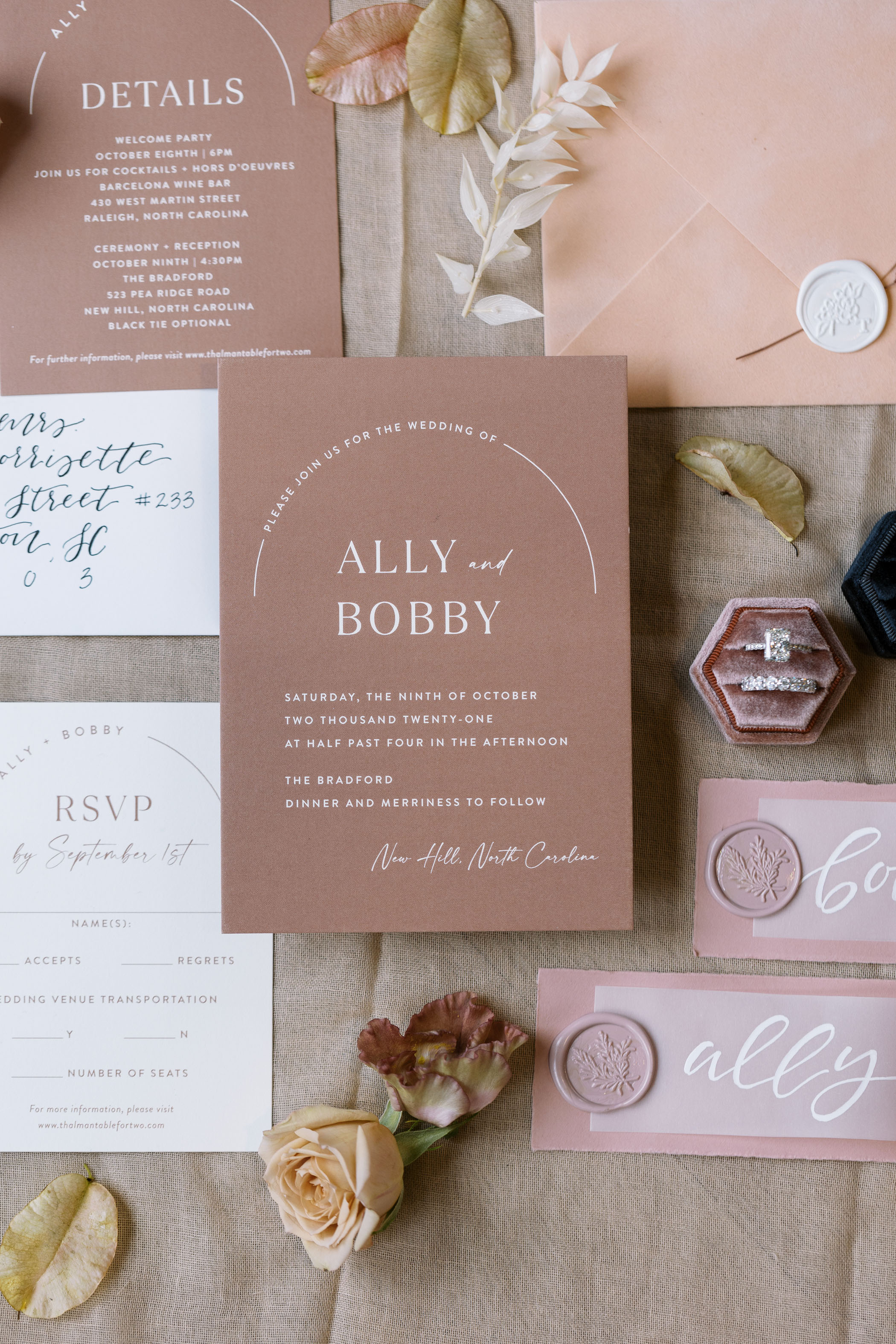 blush wedding invitation