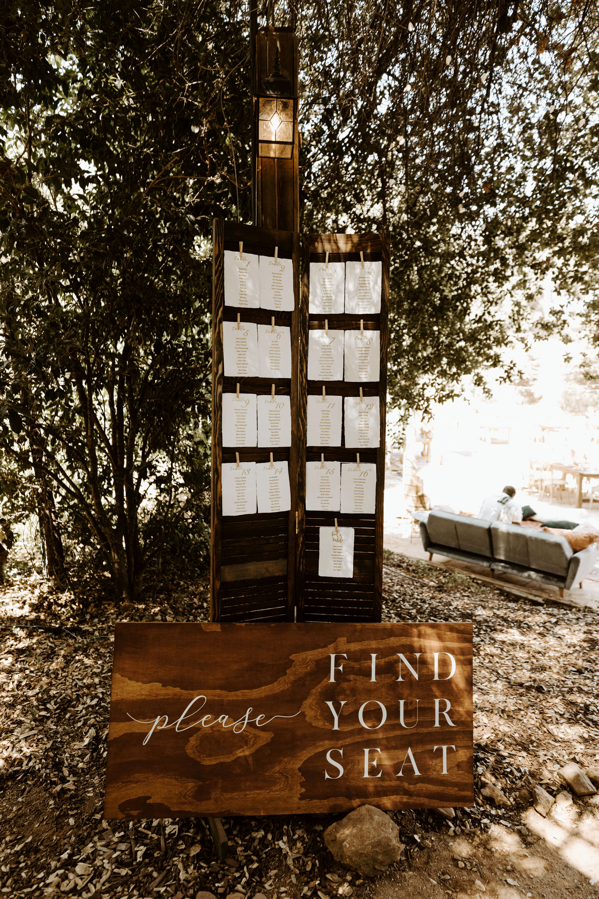 Wooden wedding seating chart