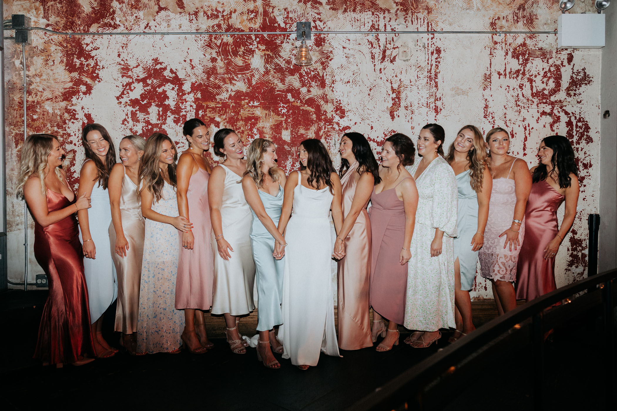 pastel mismatched bridesmaids