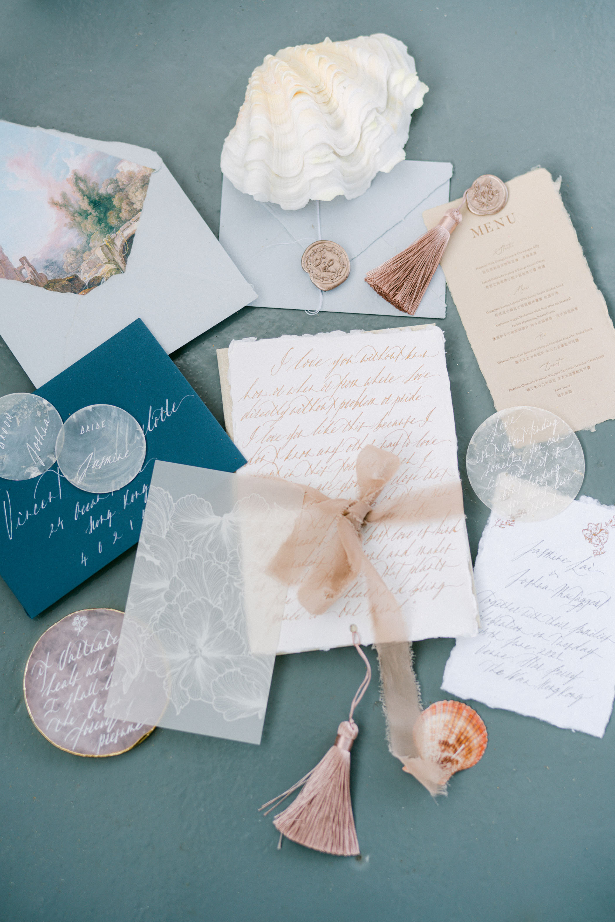 Sea inspired wedding invitation suite