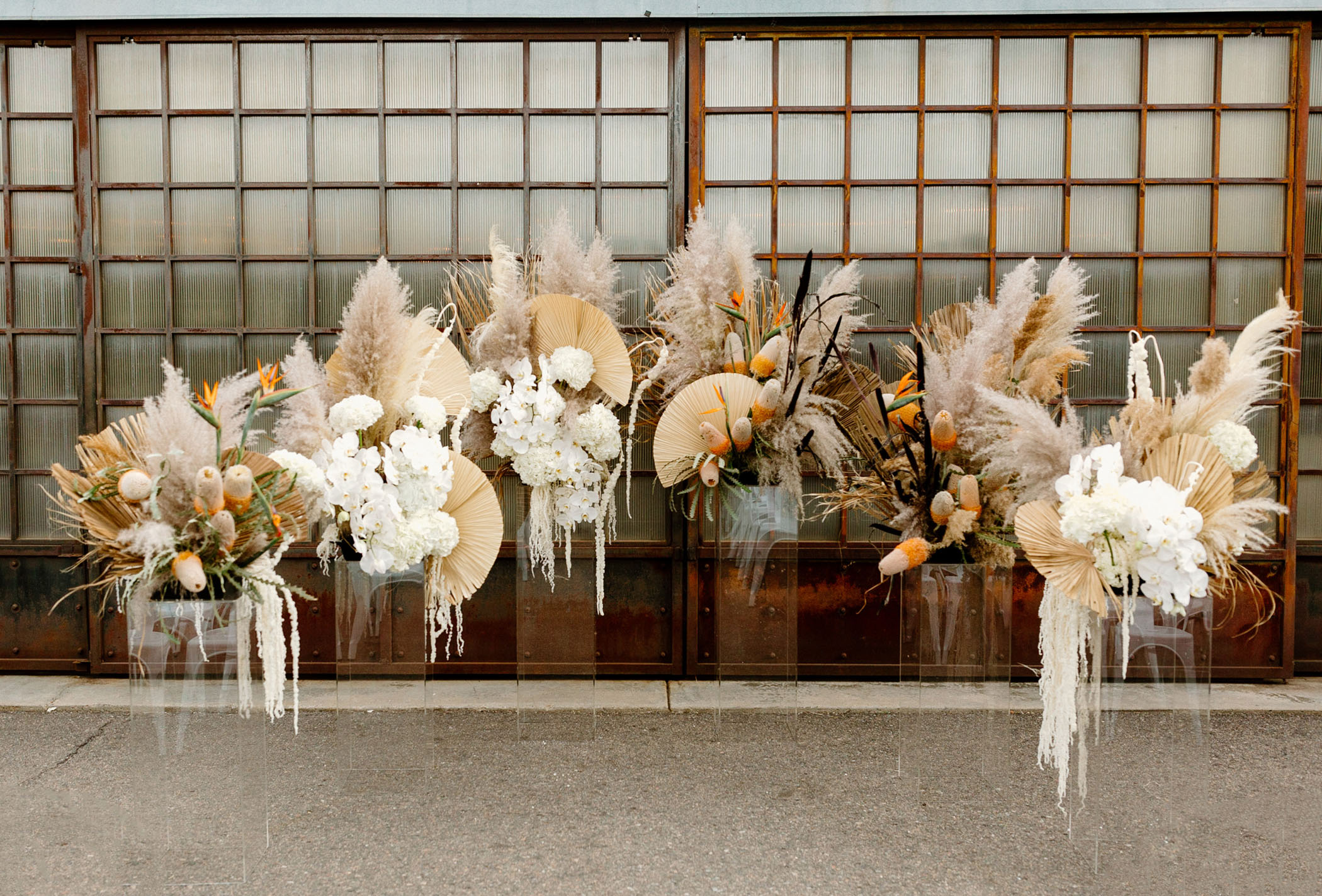 Dried floral wedding ceremony decor