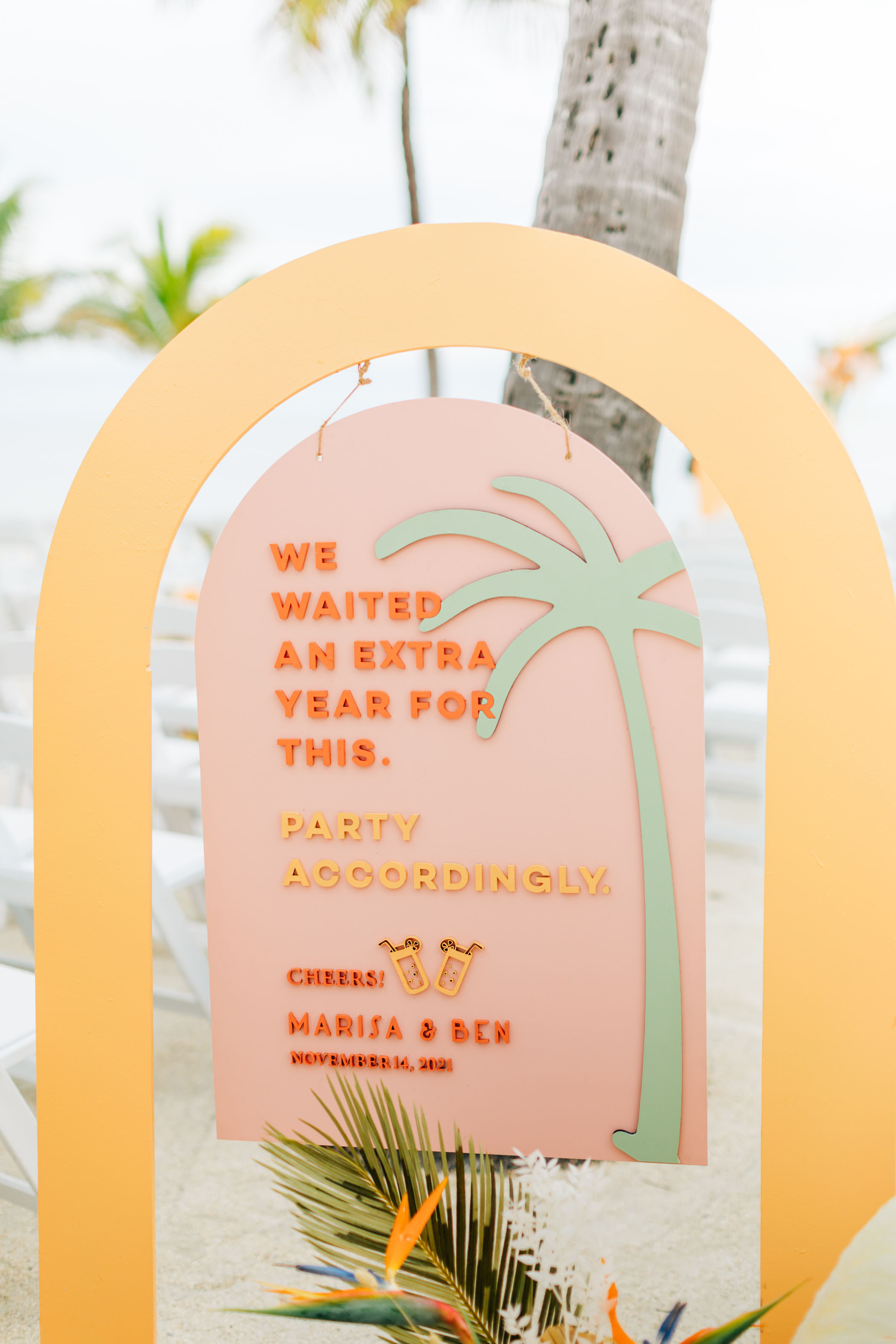 tropical wedding signage