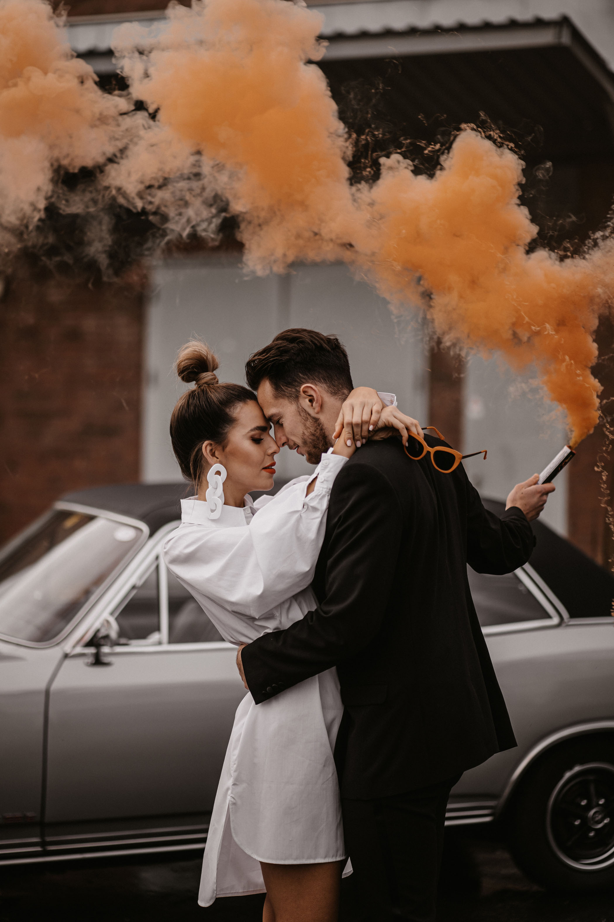 Orange wedding smoke bomb