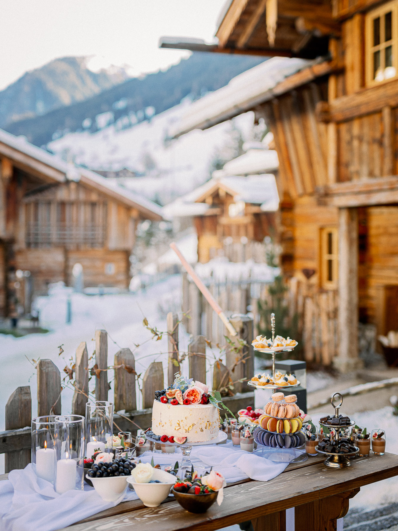Winter wedding dessert table