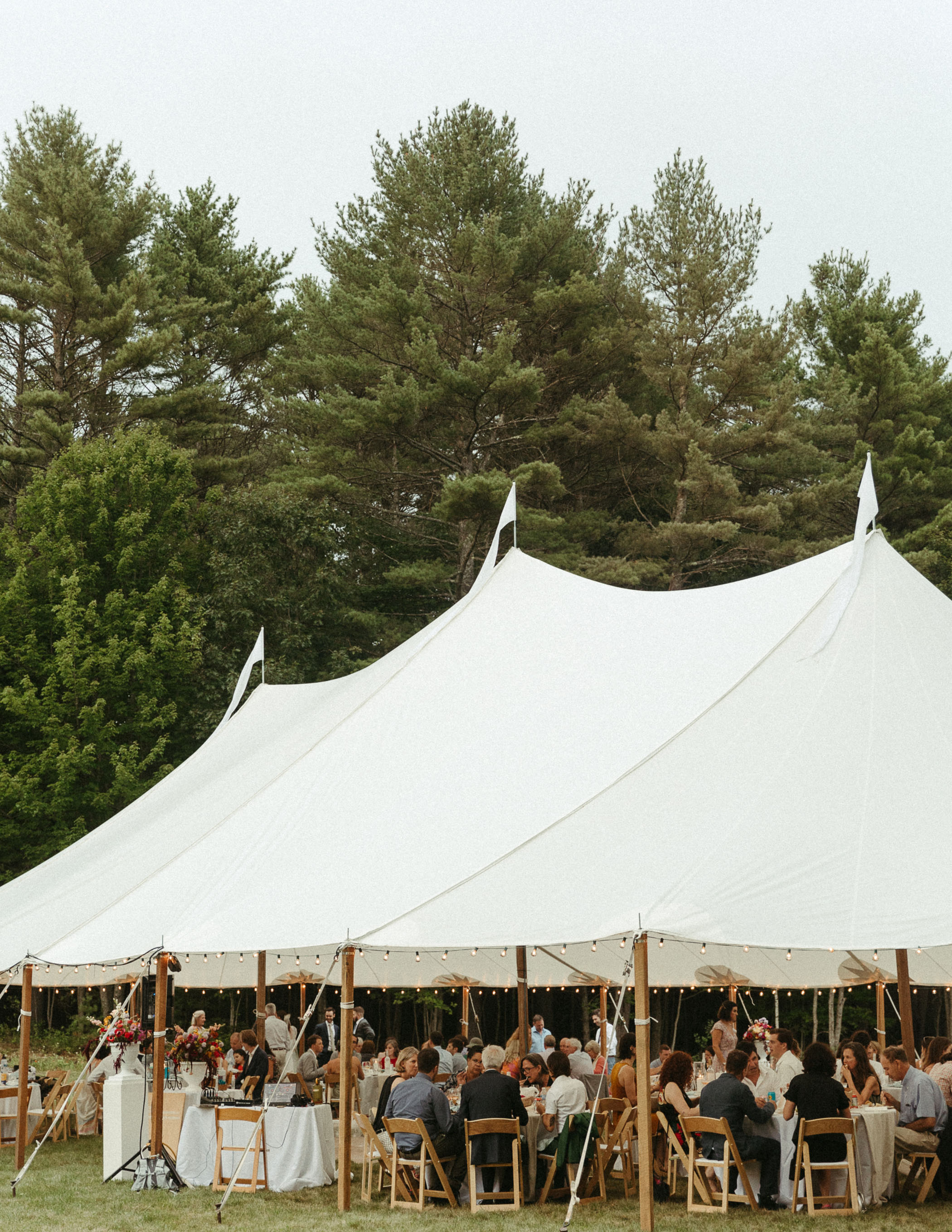 Open white wedding tent