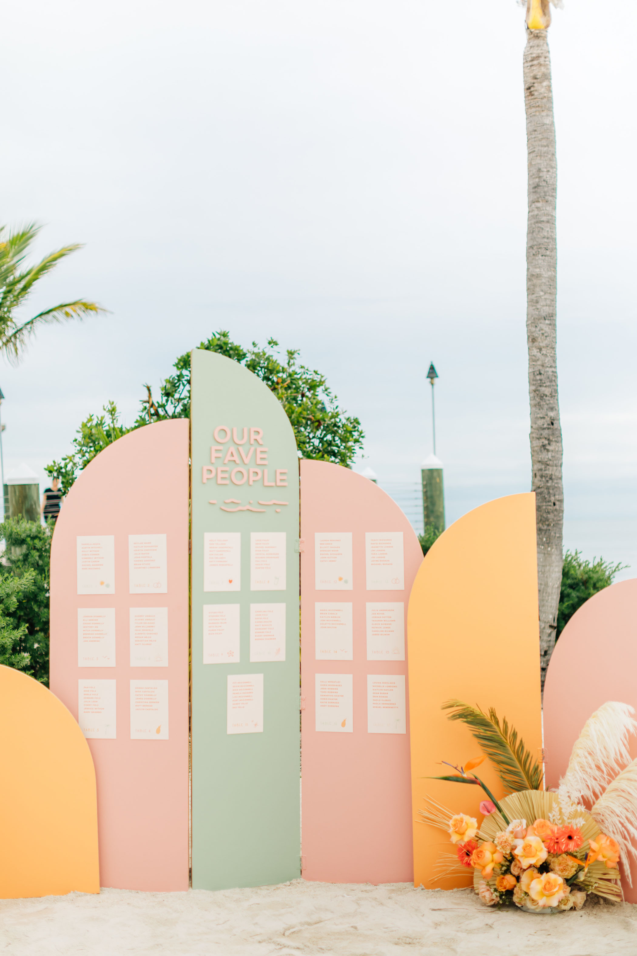 tropical colored arches seating chart