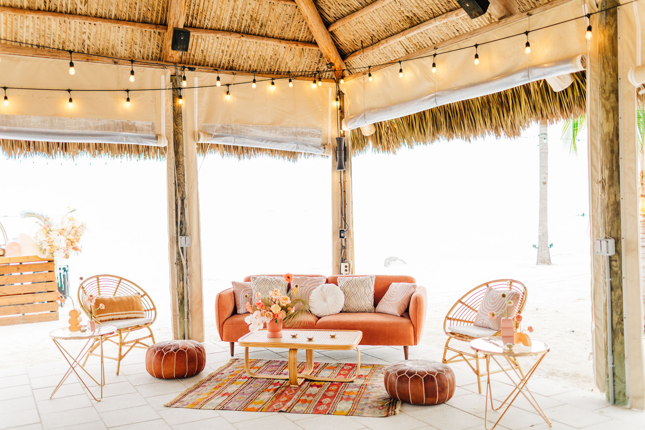 tropical boho wedding lounge
