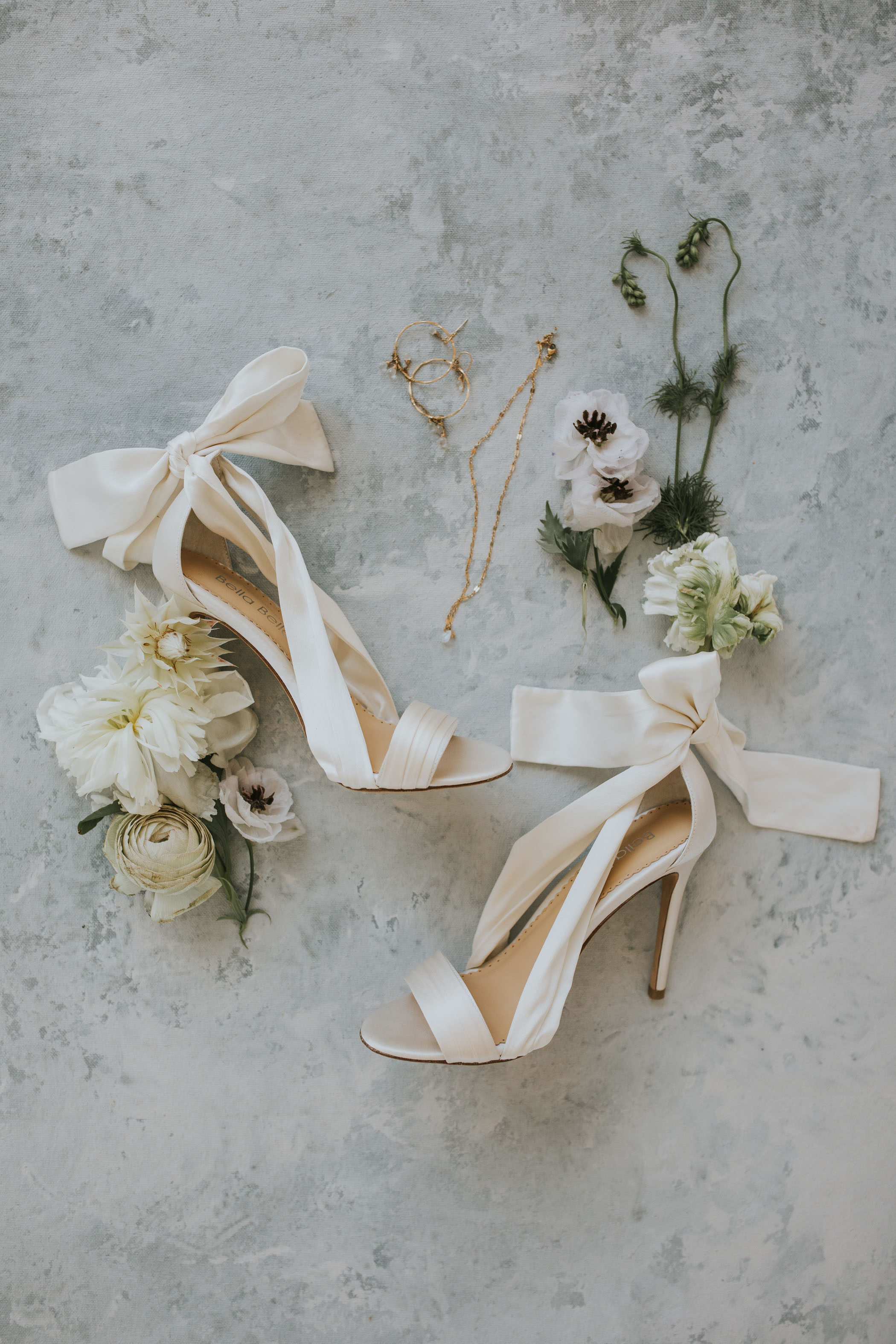 white bow wedding heels