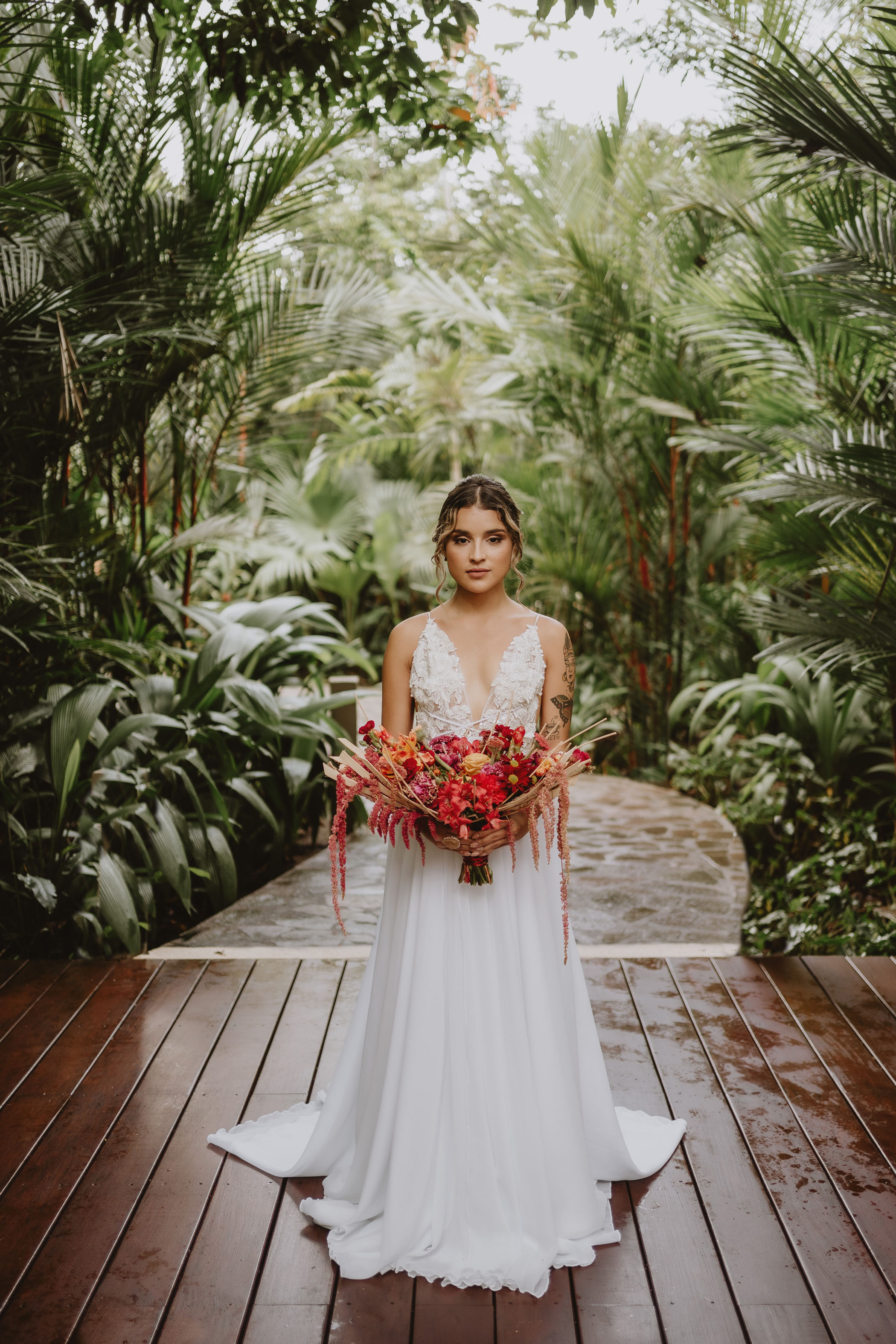 Bride in rainforest wedding 