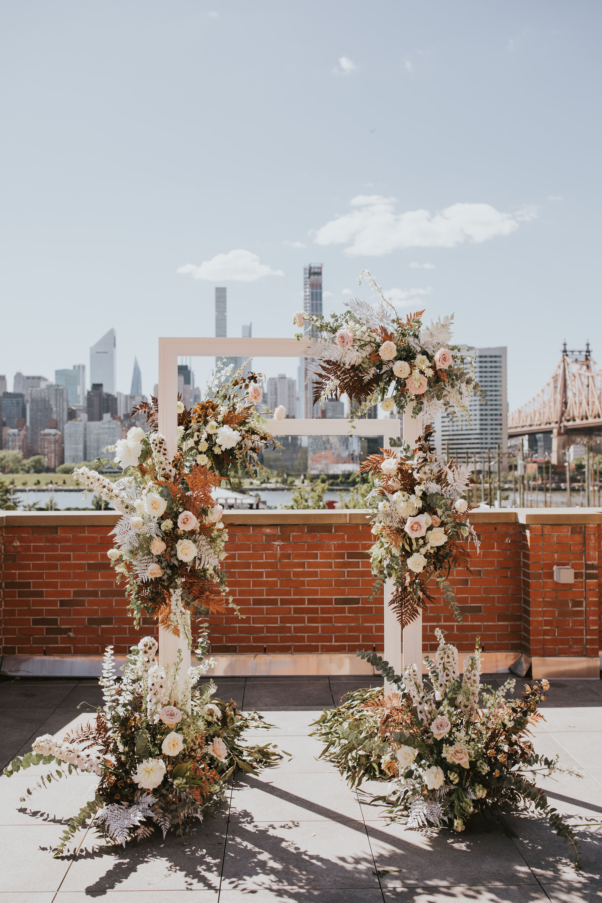 Floral NYC wedding ceremony backdrop