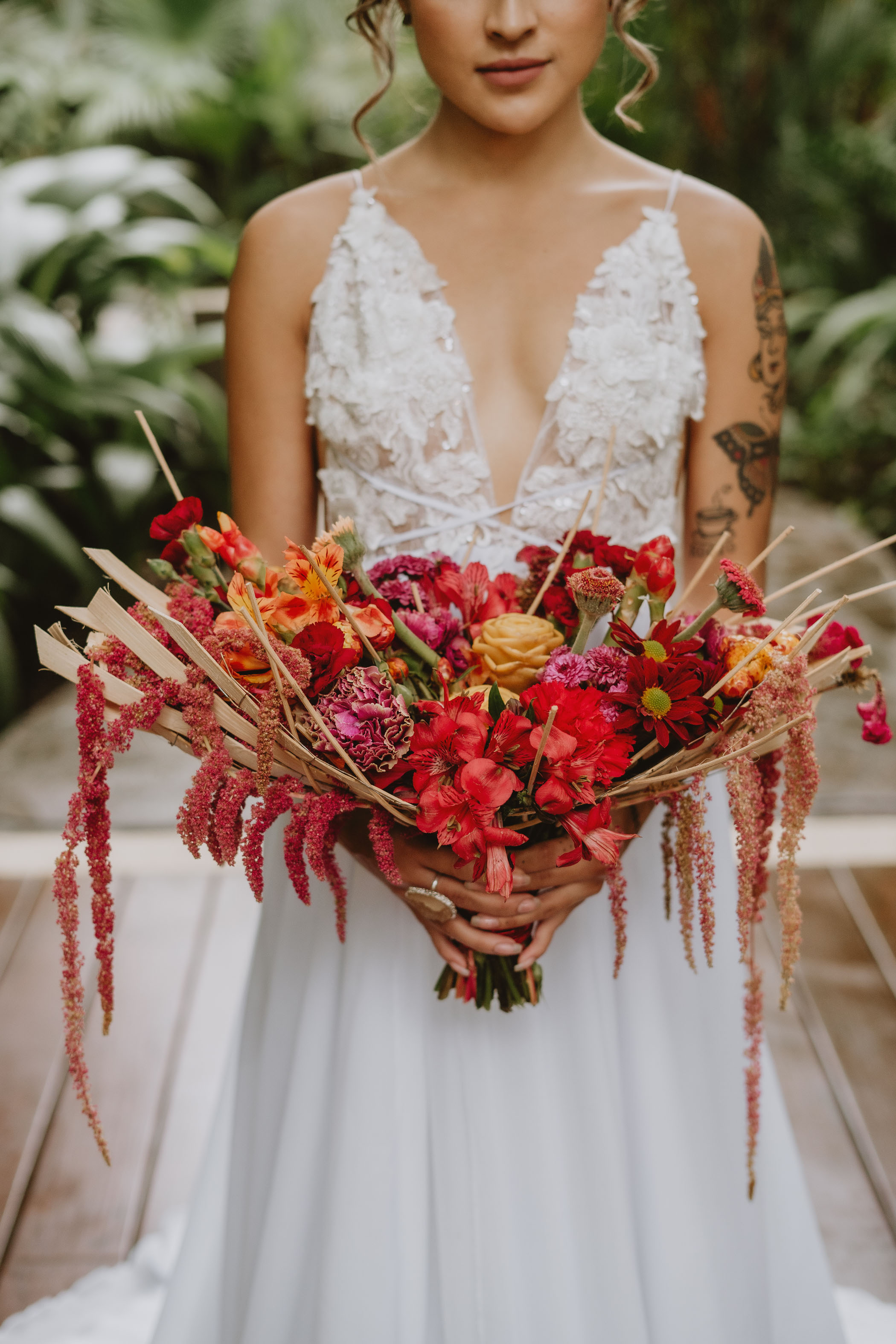 Tropical flower wedding bouquet