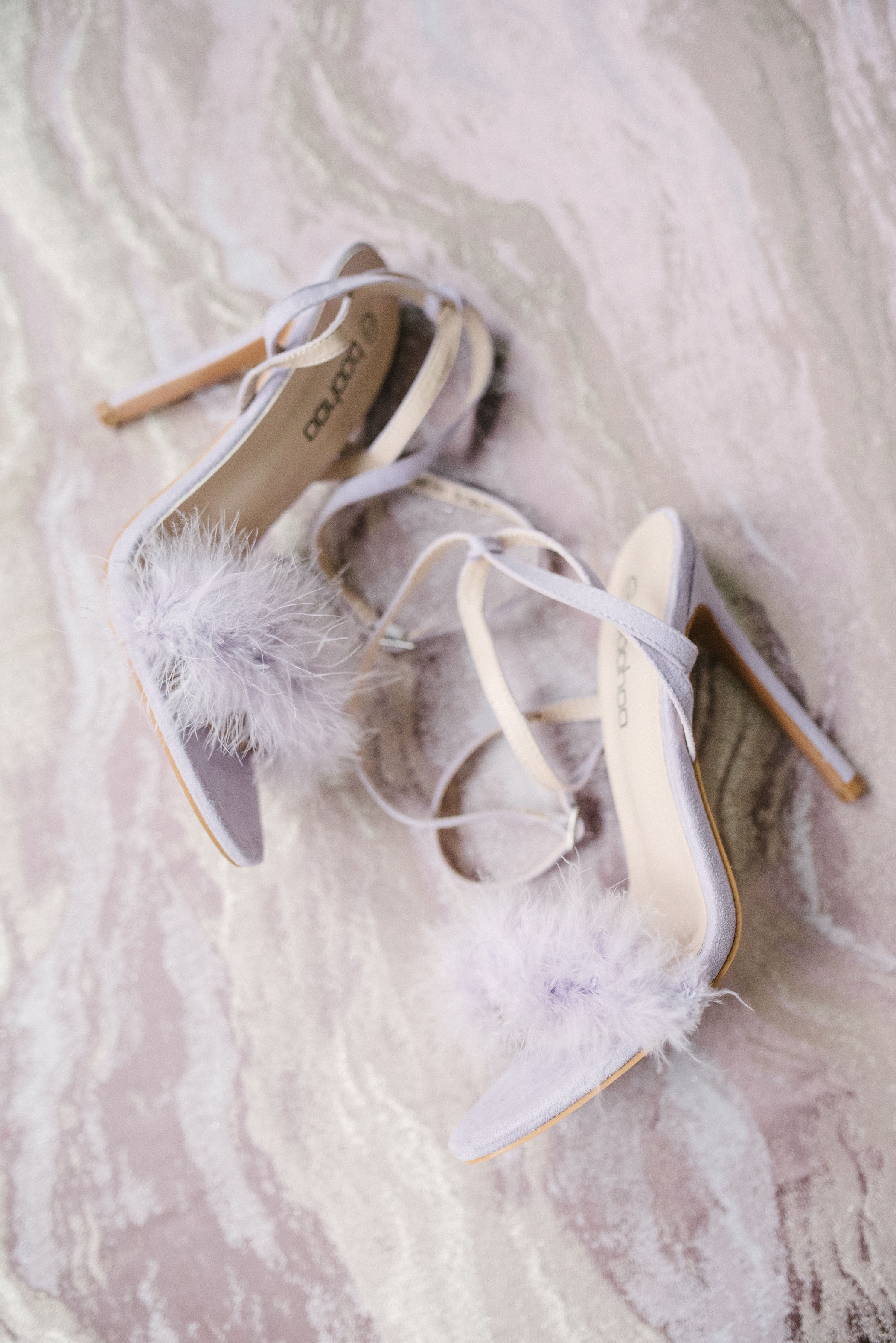 purple feather wedding heels