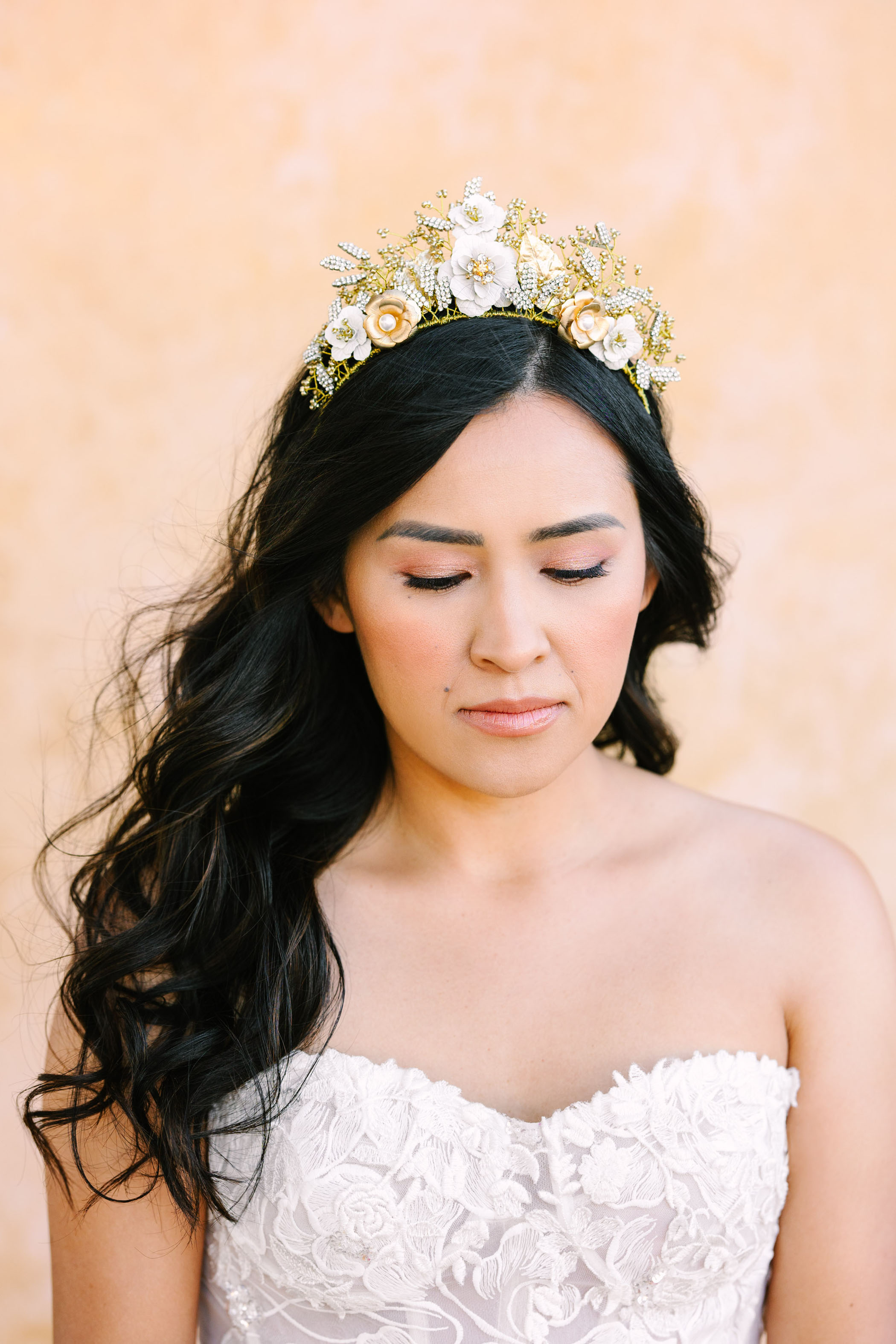 gold floral wedding crown