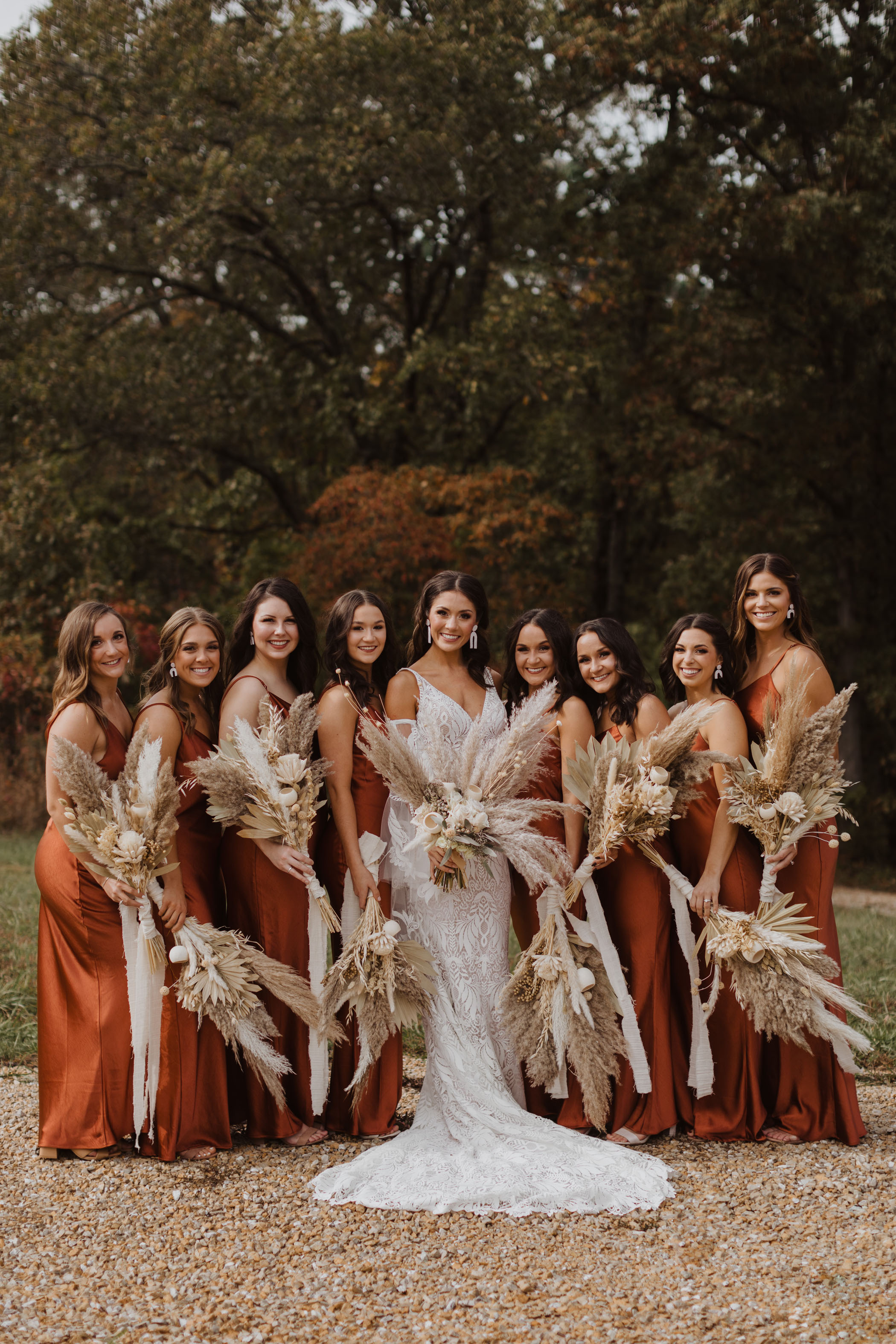Terracotta Satin Bridesmaid Dresses