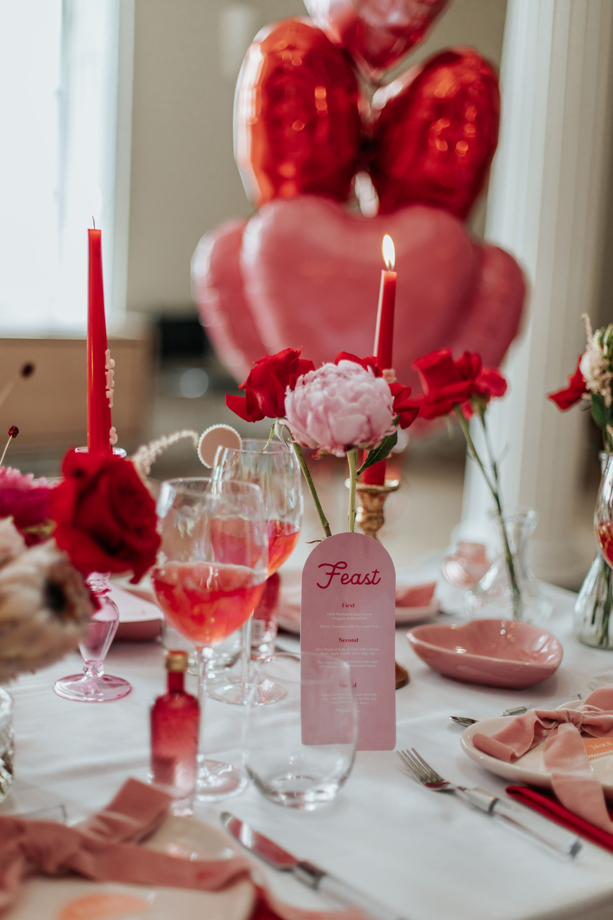 Pink and red valentine's day reception