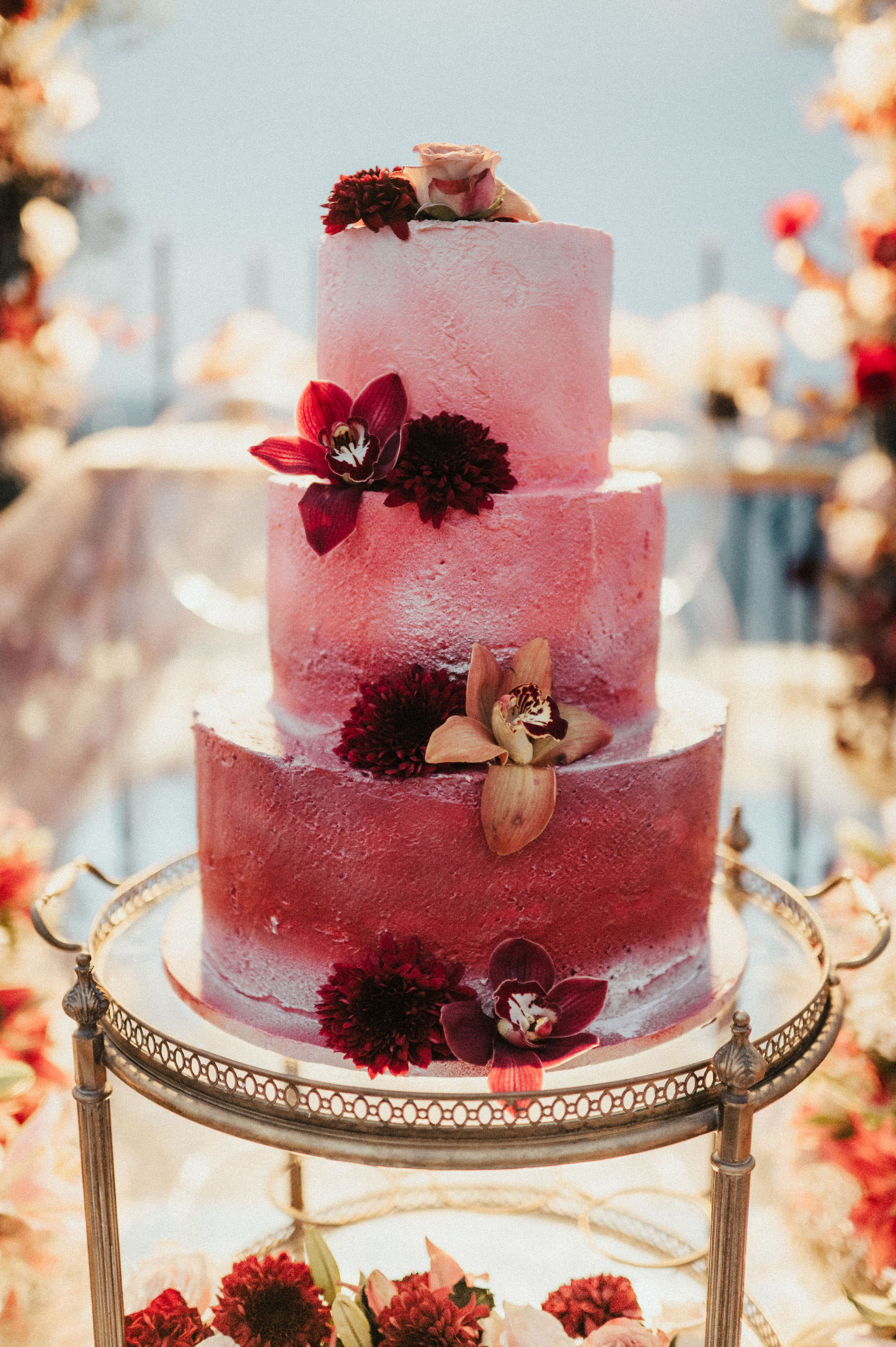Red Ombre Wedding Cake