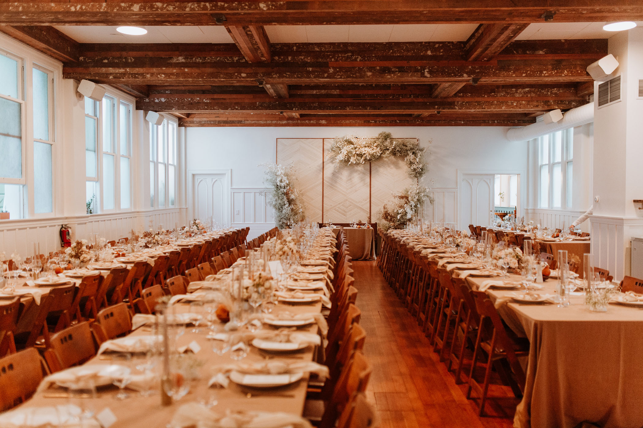 Rustic indoor wedding reception