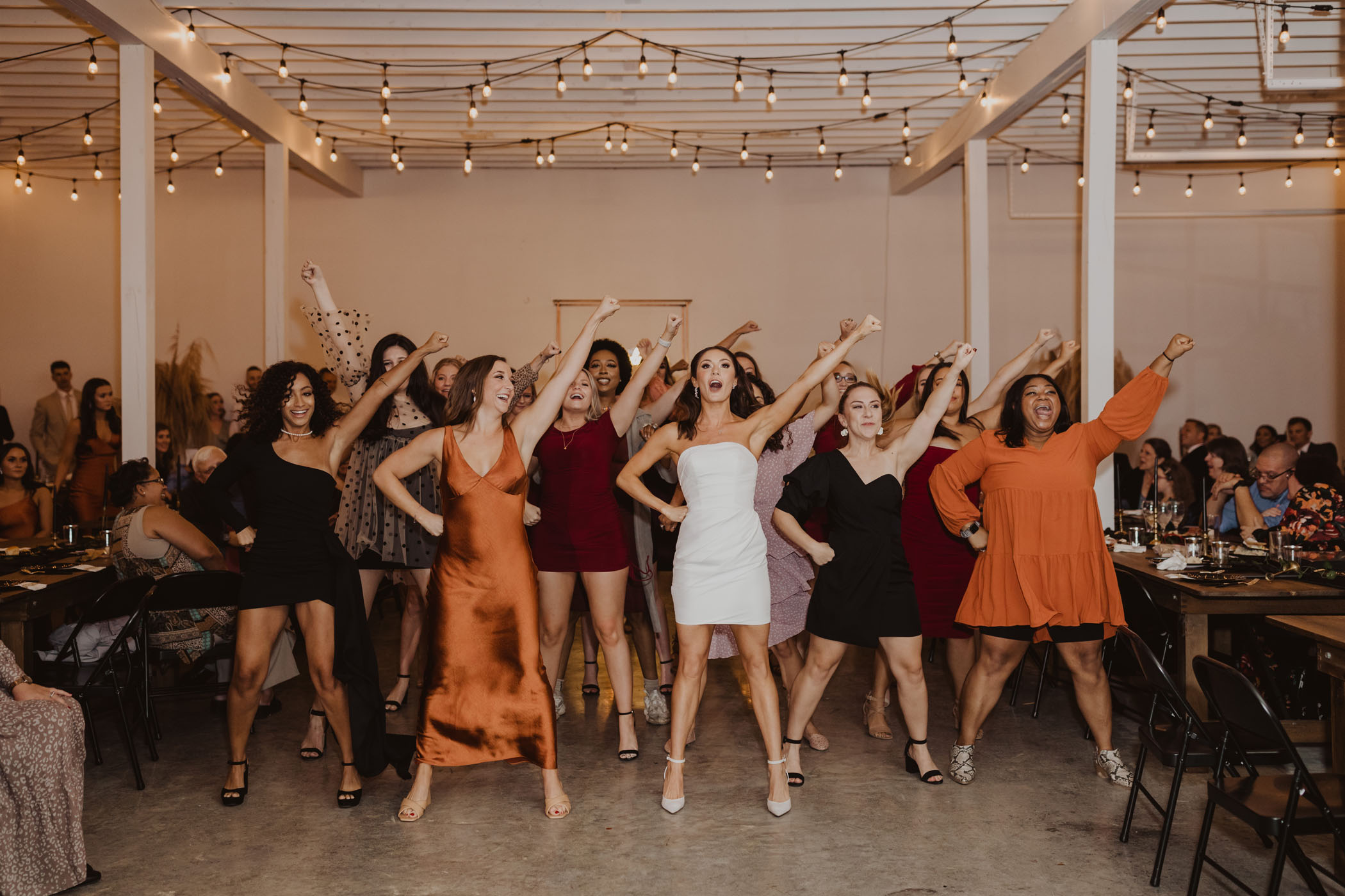 Bridal party coordinated dance
