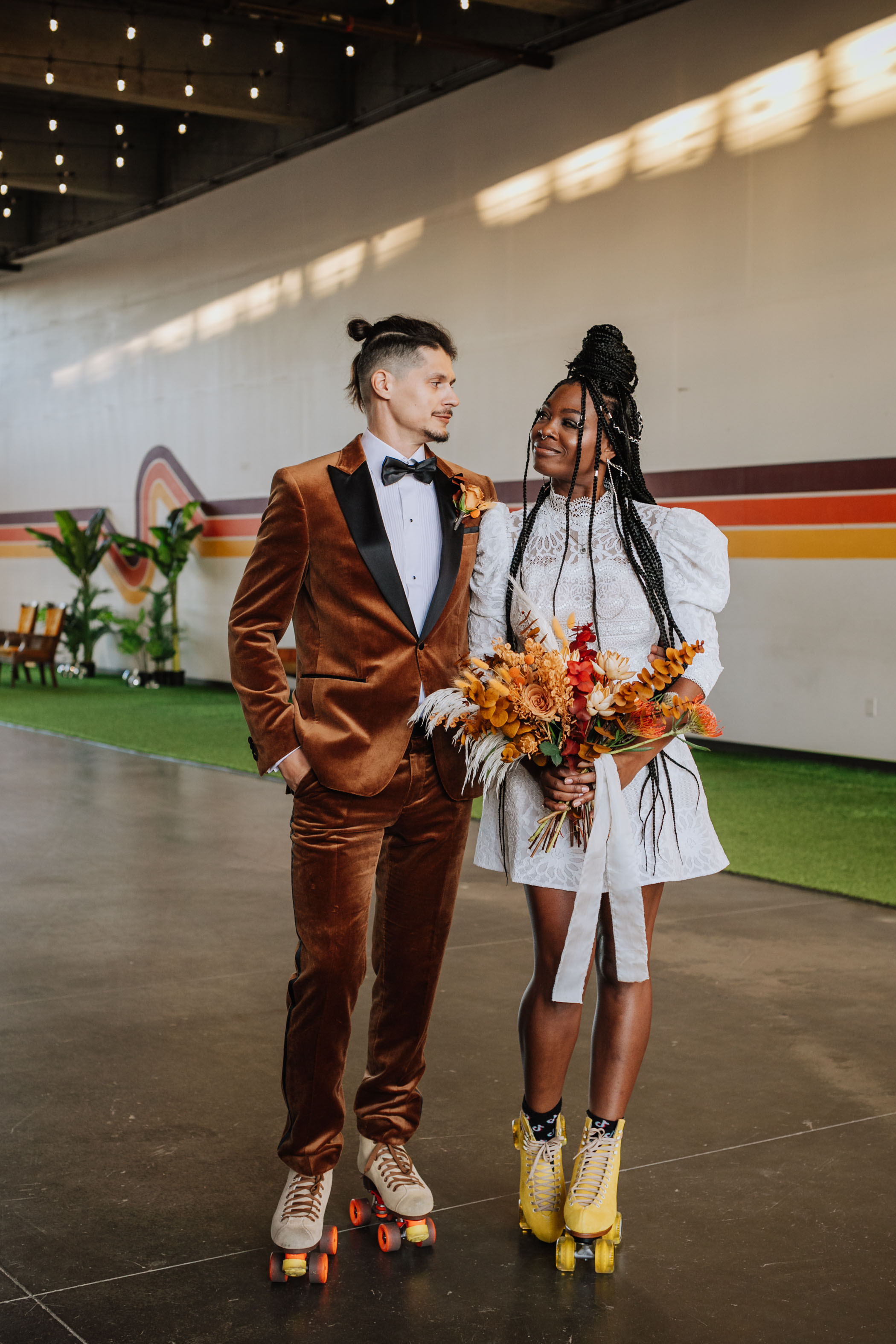 A Roller Rink Wedding Is The Perfect Vibe For Non-Traditional Couples!