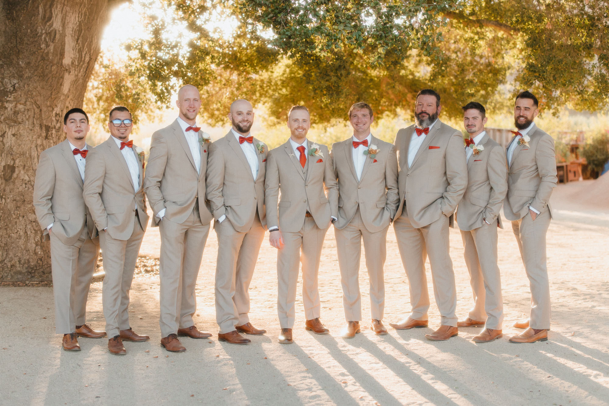 khaki suit groomsmen