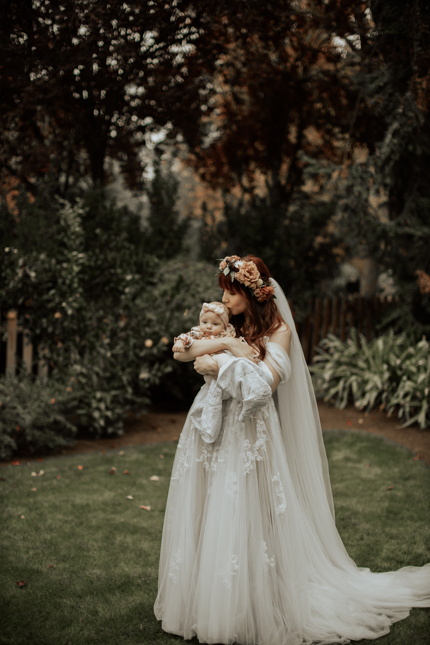 bride and baby