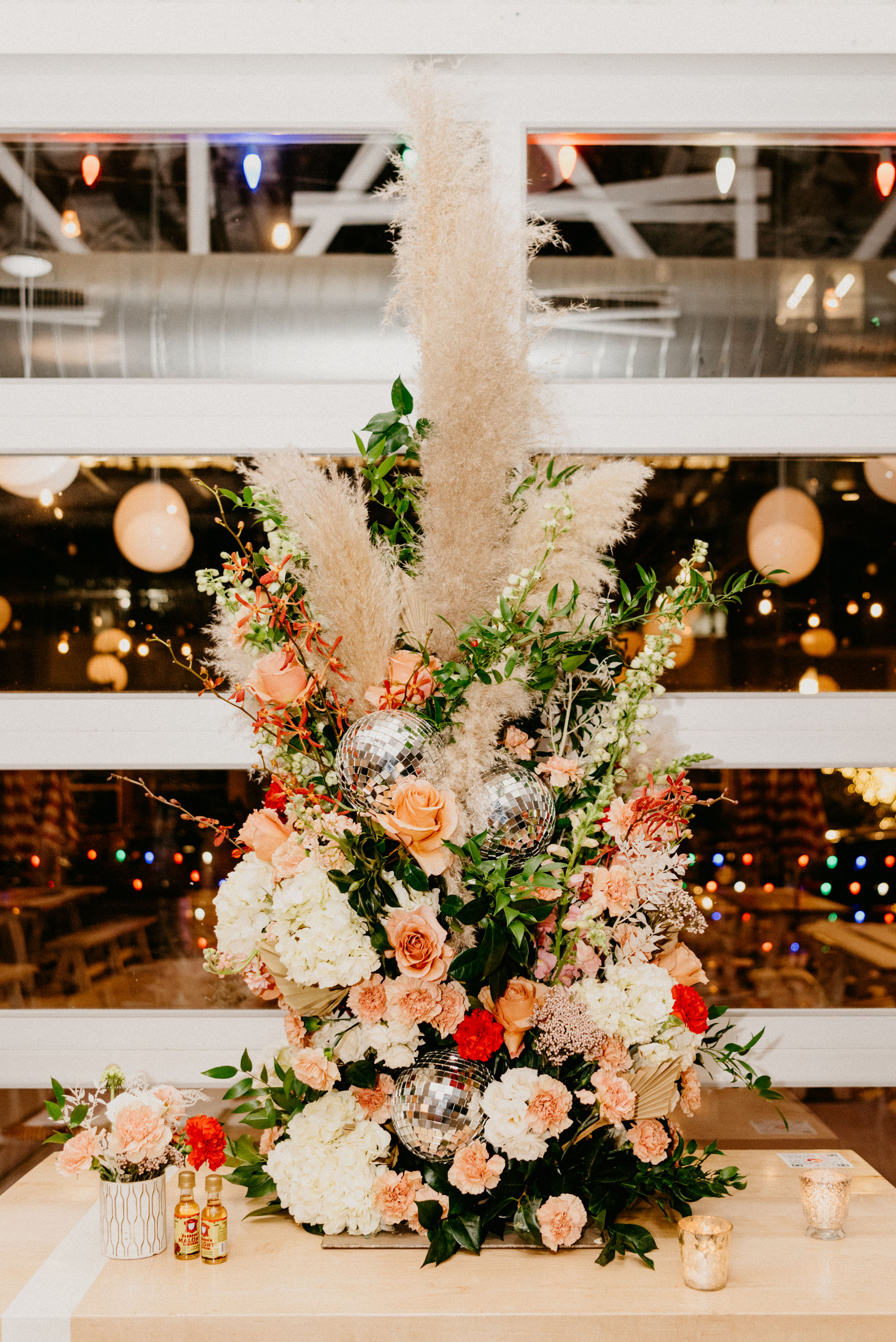 Tall fresh and dried floral centerpiece