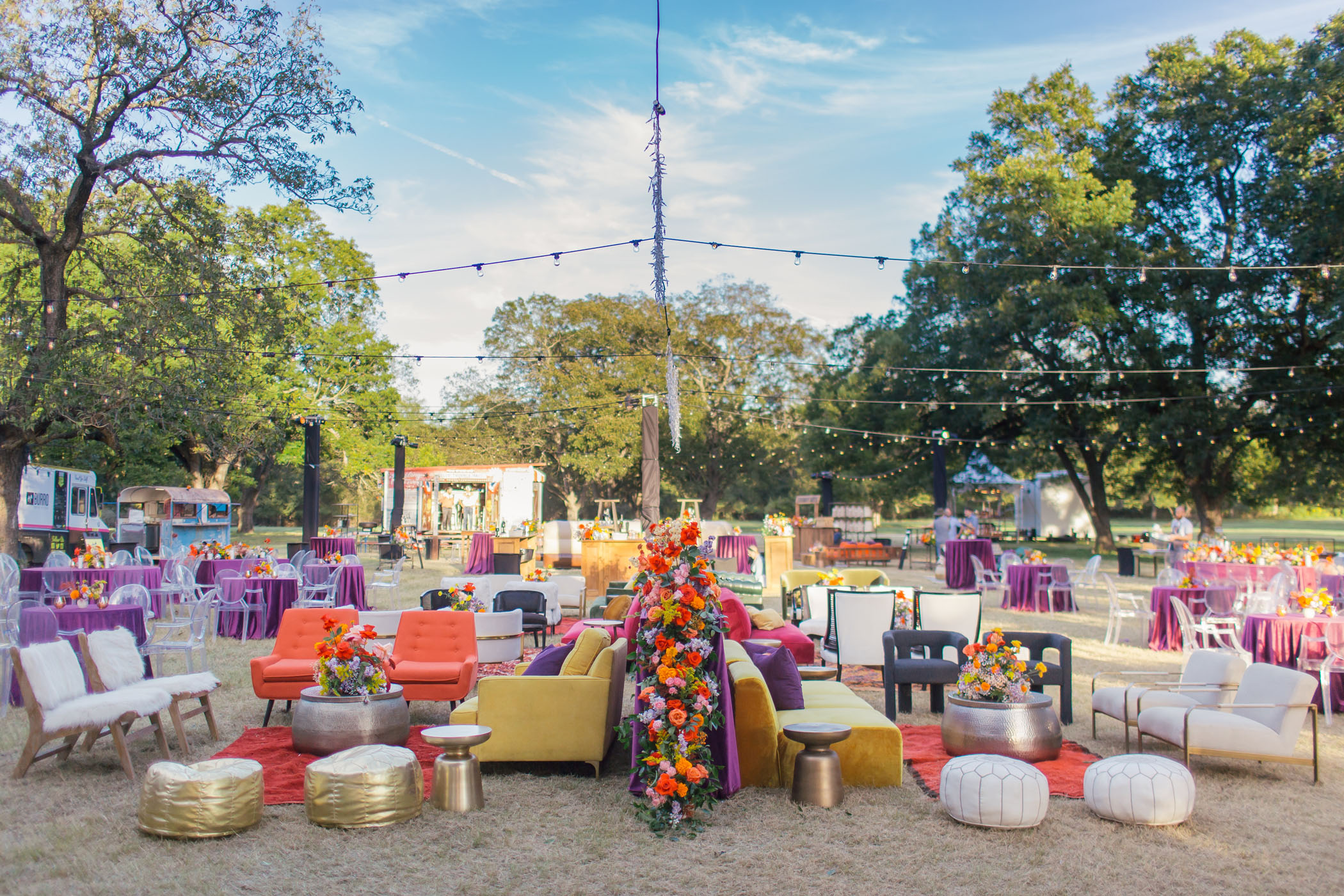 Colorful wedding open seating 
