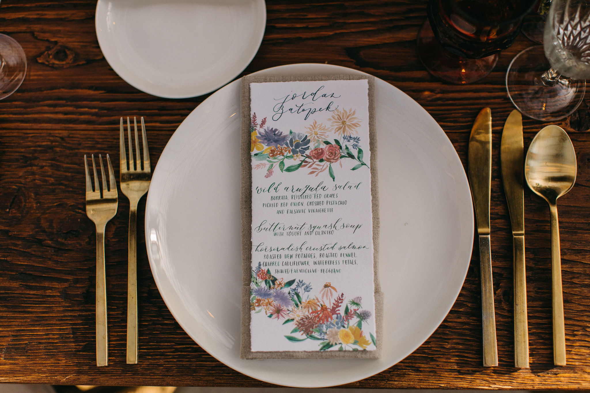 floral wedding menu
