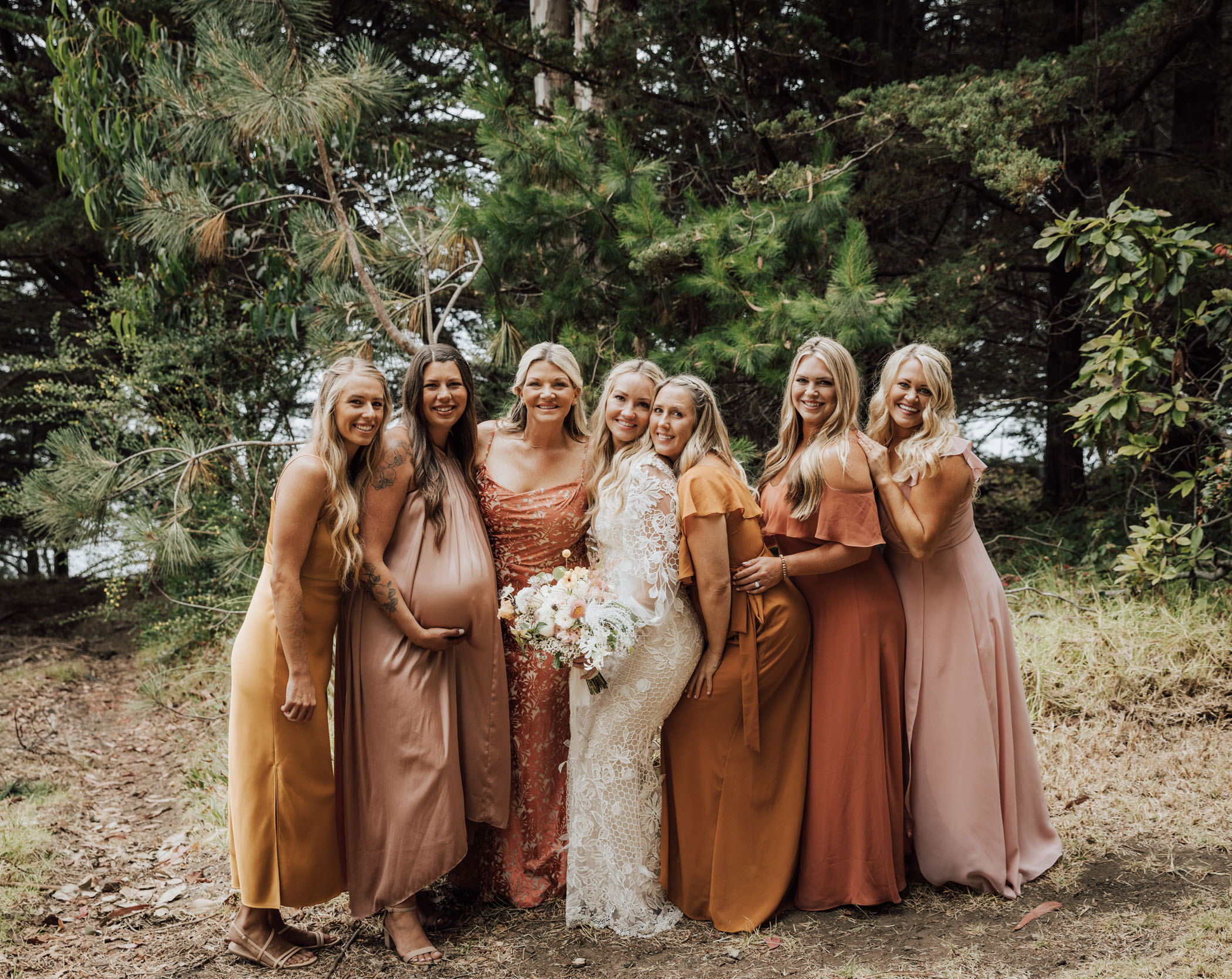 Blush and rust bridesmaid dresses