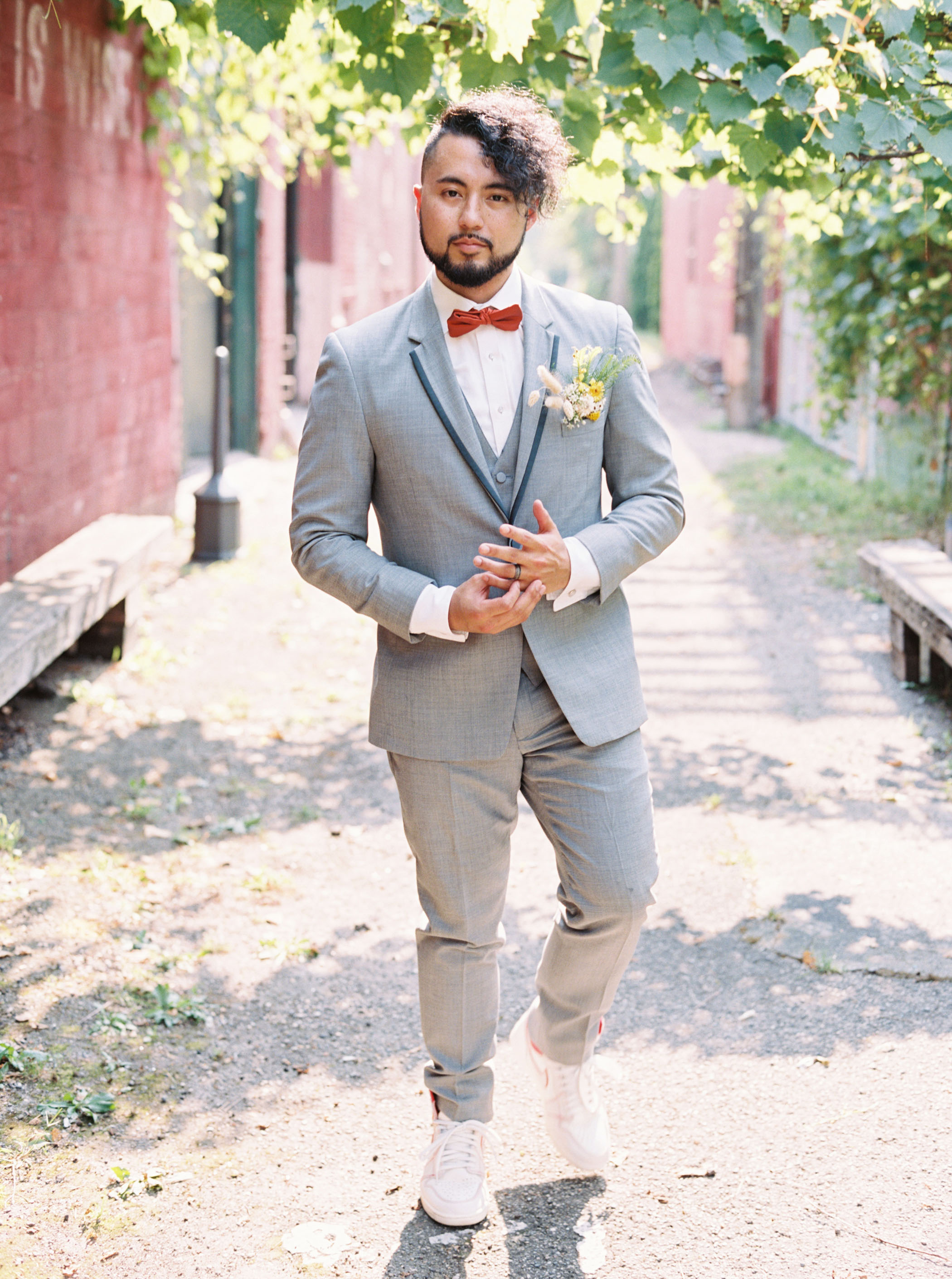 gray groom suit