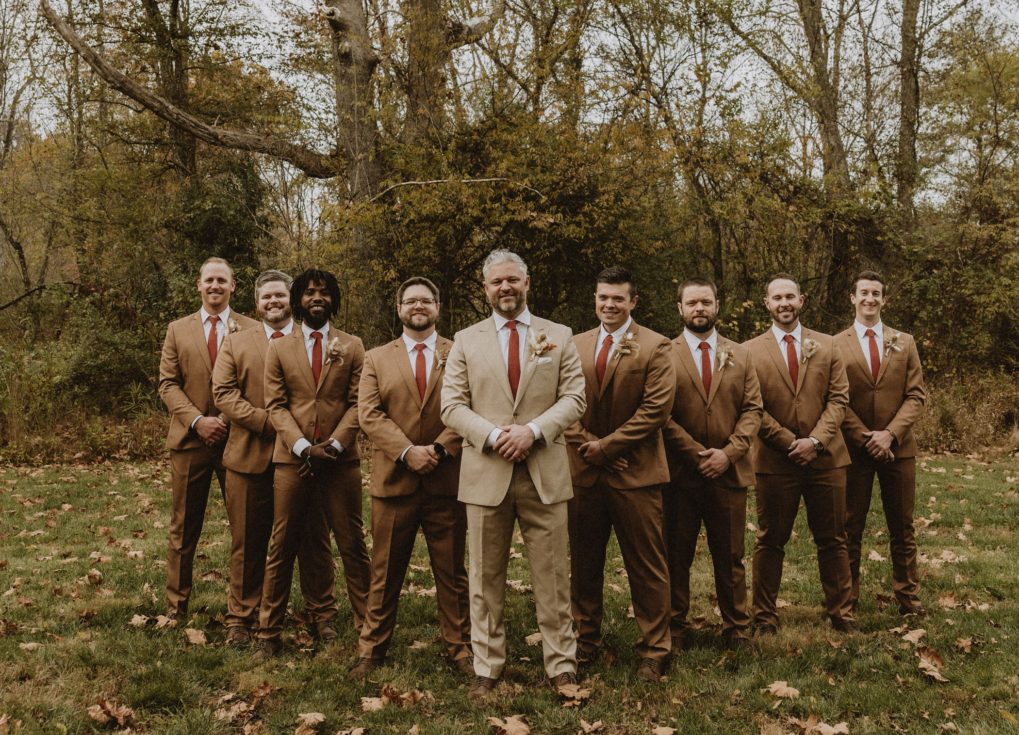 brown groomsmen suits