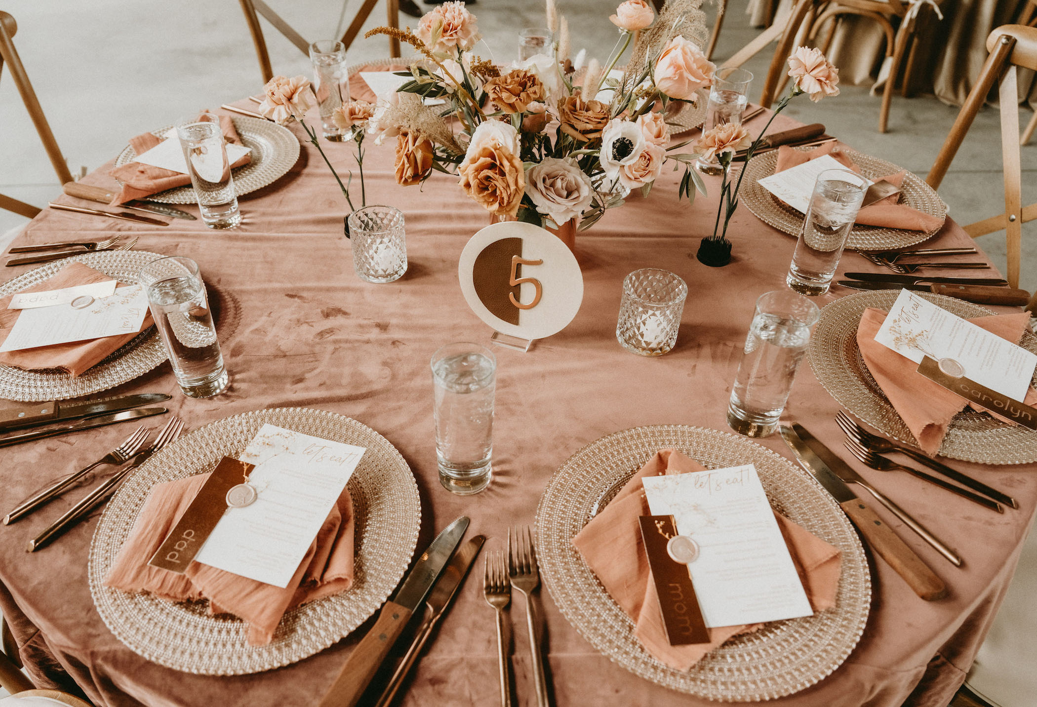 rose gold wedding table numbers