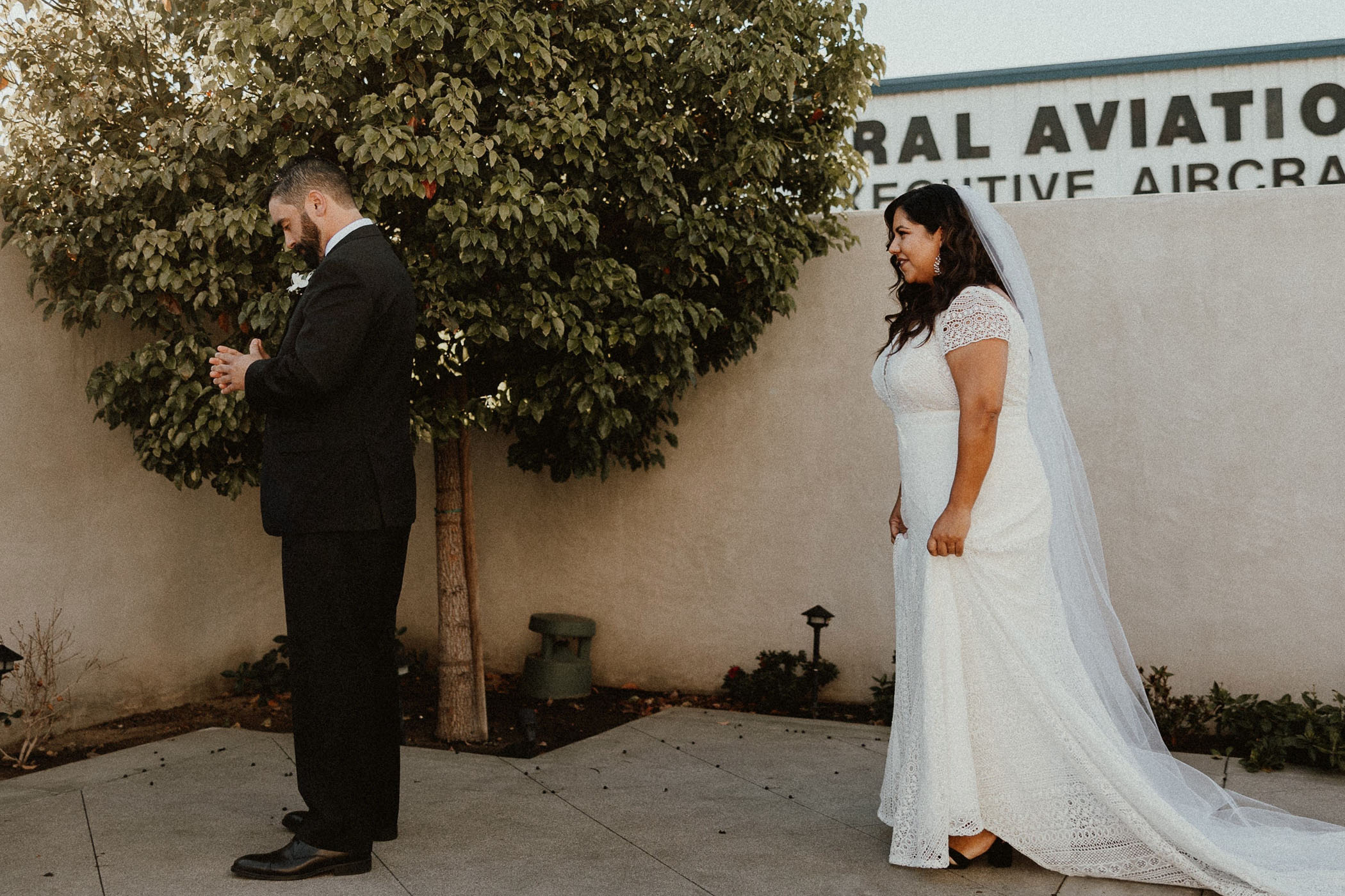Tropical Mexican Cuban Inspired Southern California Wedding First Look