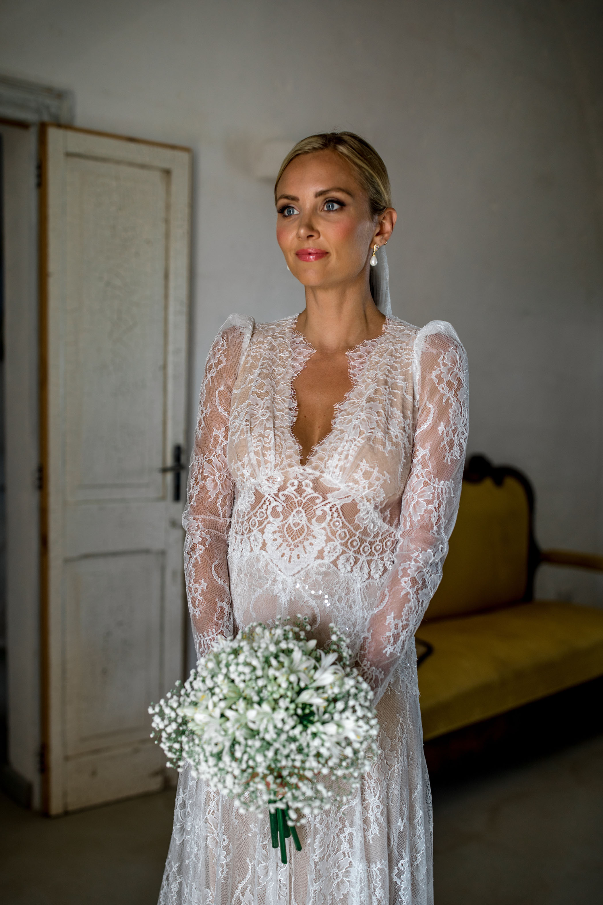 Sheer Lace Wedding Gown