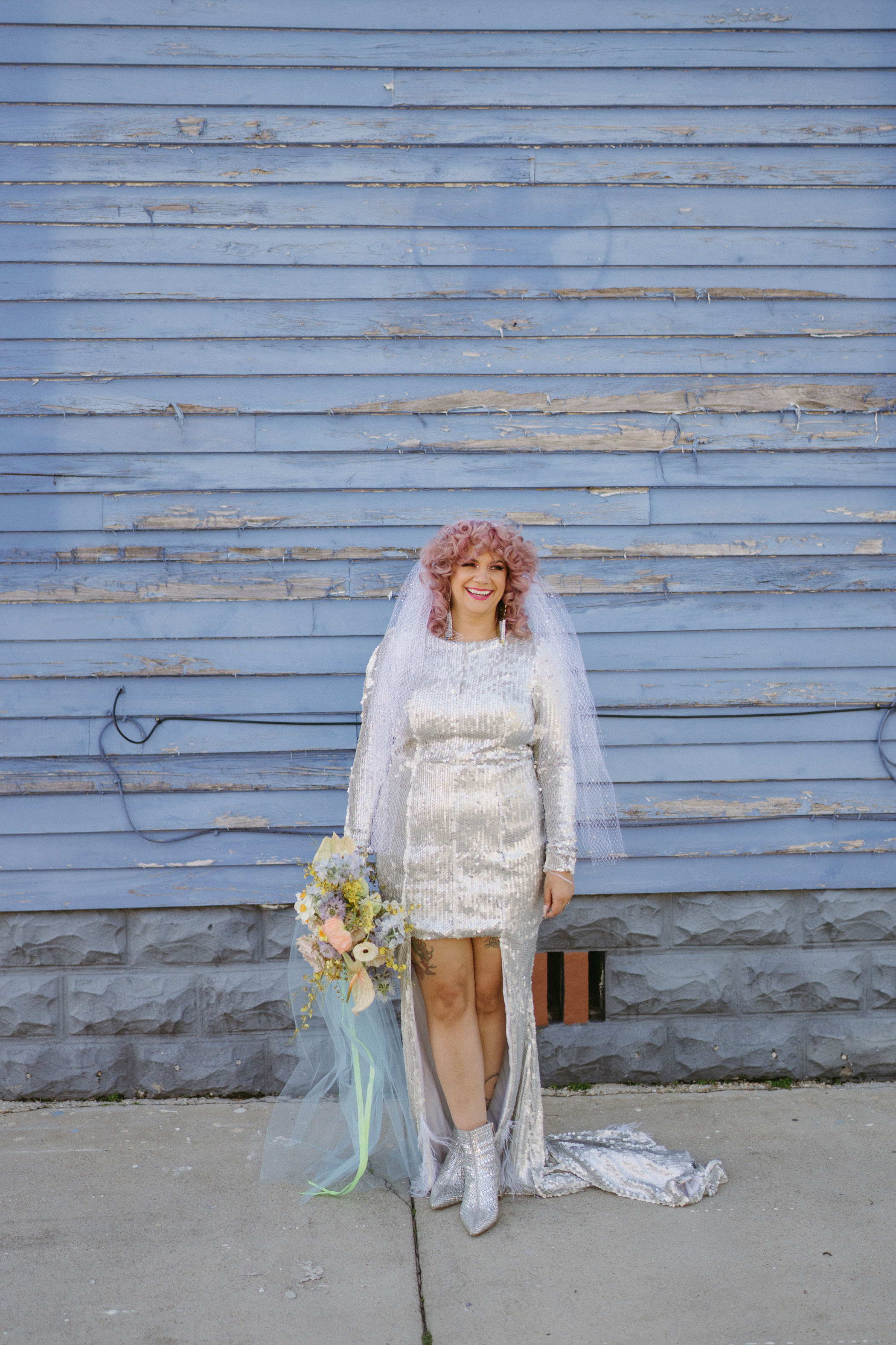 Silver Glitter Wedding Dress