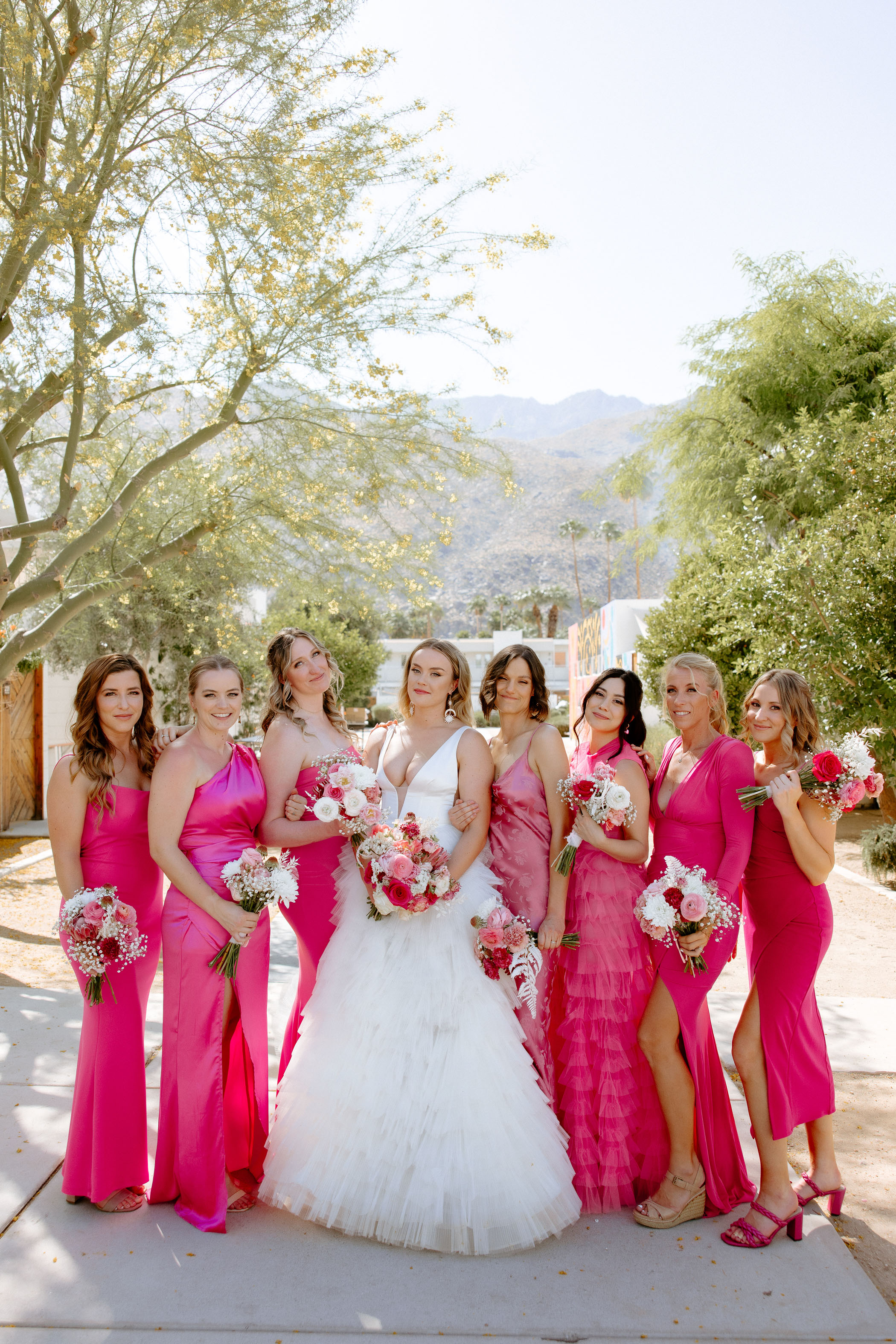 Barbie Hot Pink Wedding at the Ace Hotel Palm Springs Pink Bridesmaids