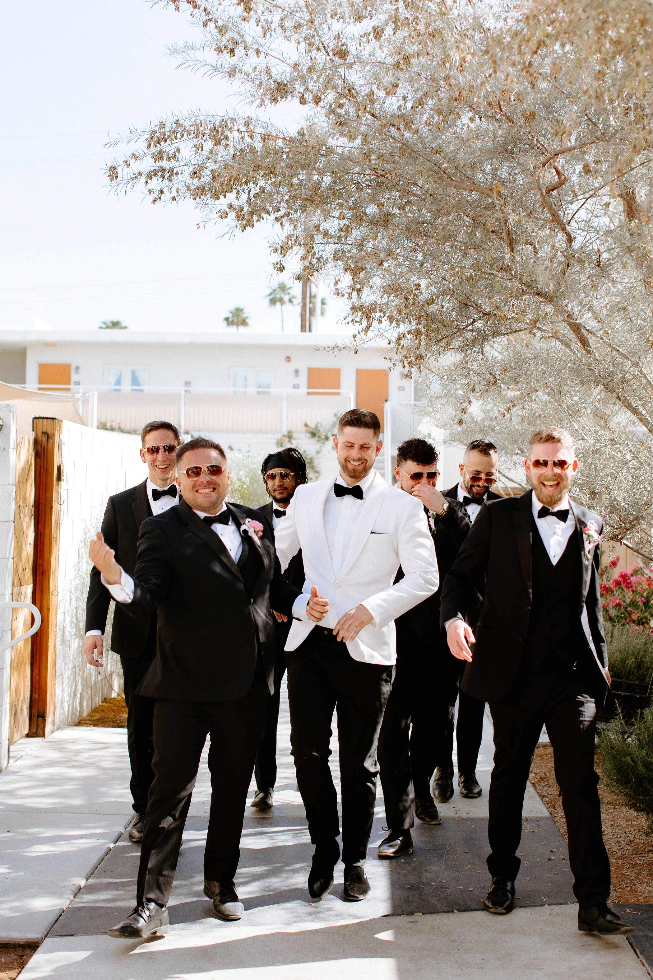 Barbie Hot Pink Wedding at the Ace Hotel Palm Springs Groomsmen